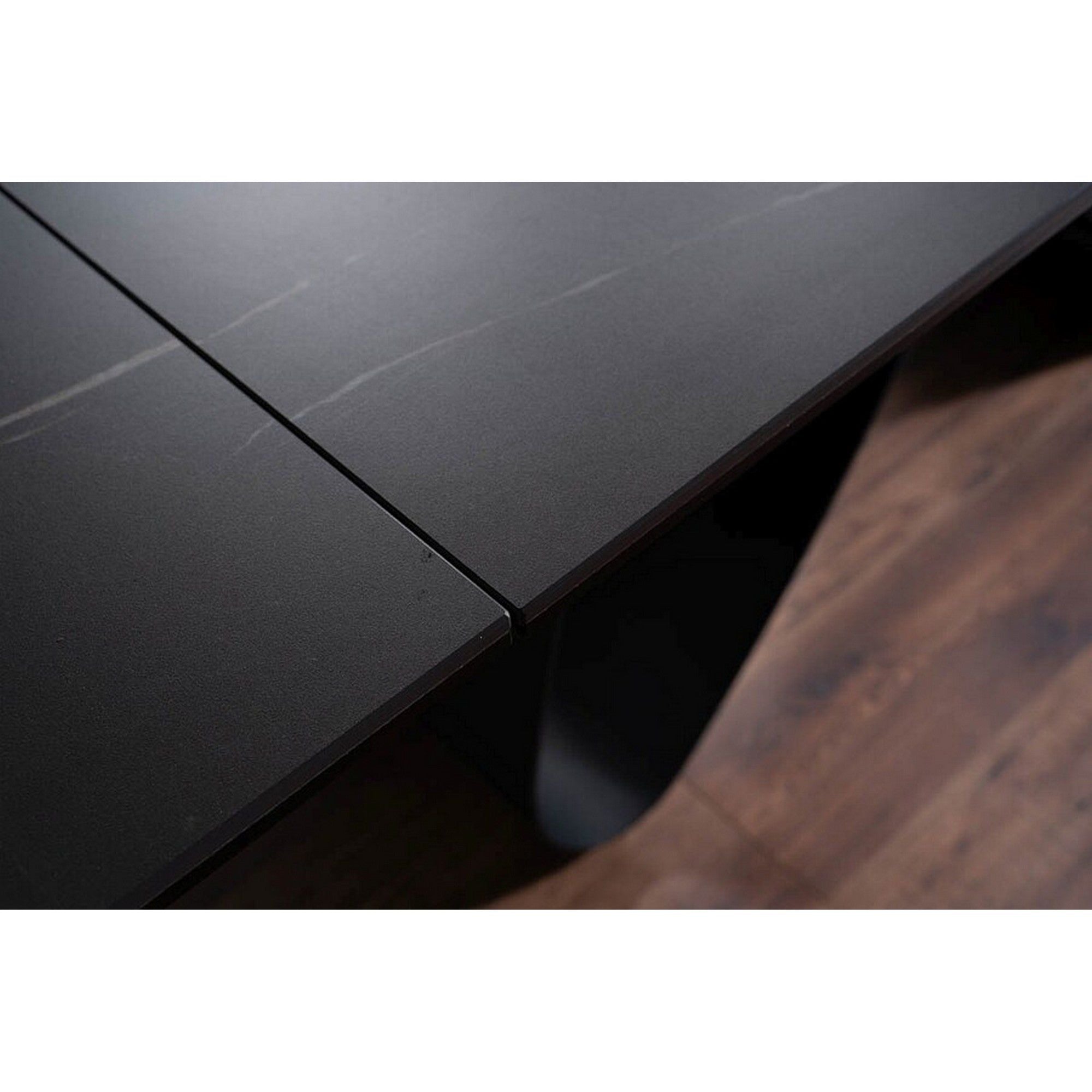 Masa extensibila SAMANTA CERAMIC, sticla securizata/ceramica, negru, 160-240x90x76 cm