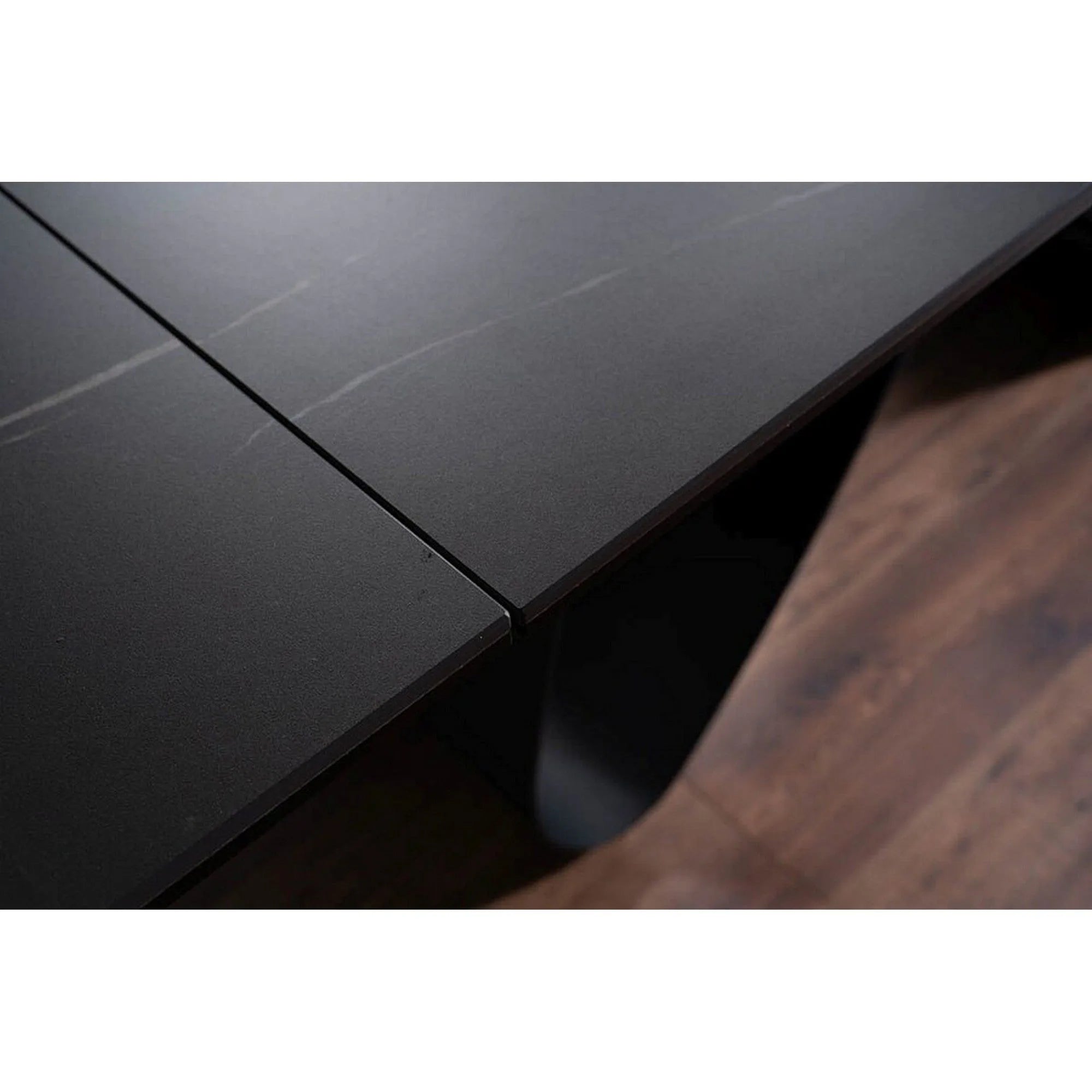 Masa extensibila SAMANTA CERAMIC, sticla securizata/ceramica, negru, 160-240x90x76 cm