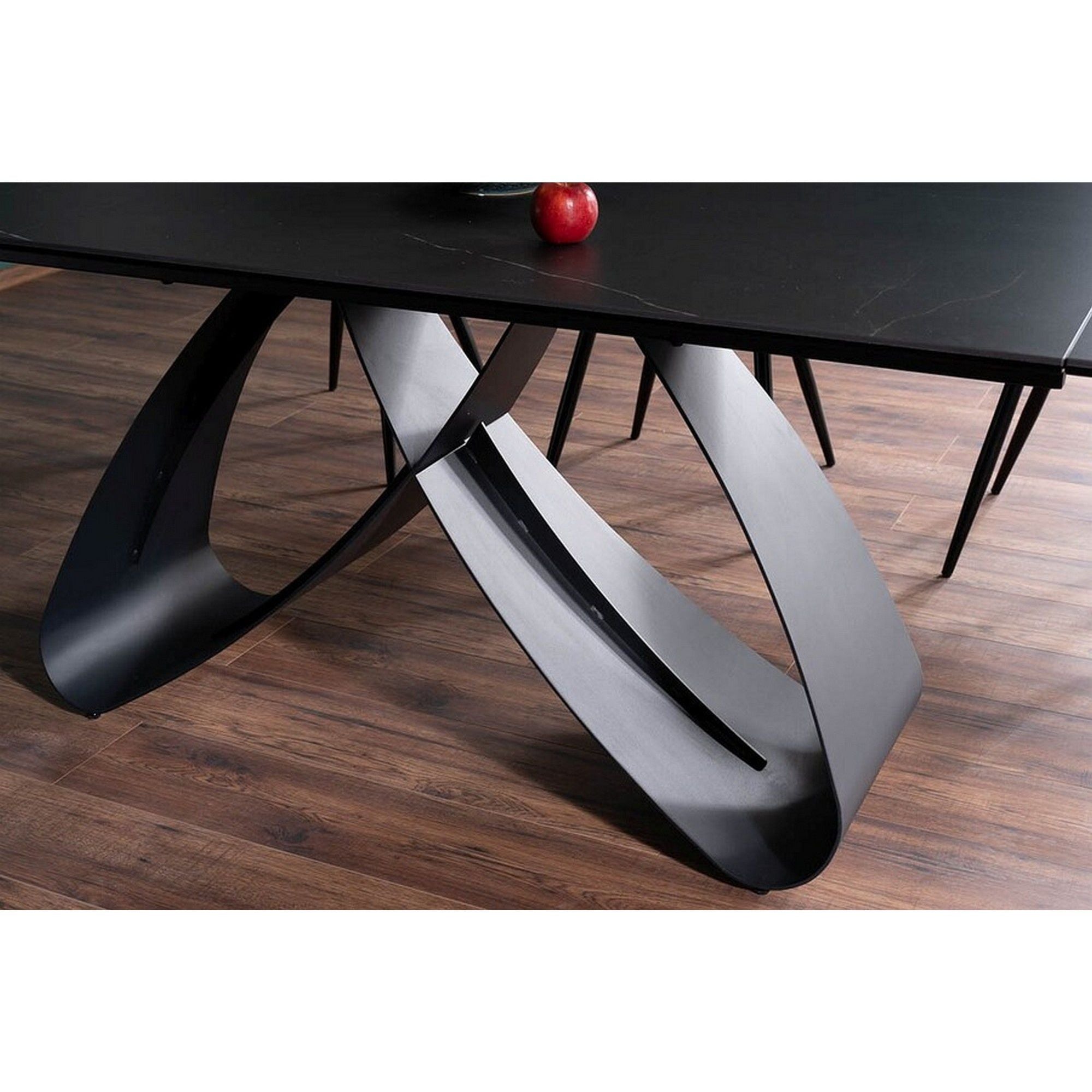 Masa extensibila SAMANTA CERAMIC, sticla securizata/ceramica, negru, 160-240x90x76 cm