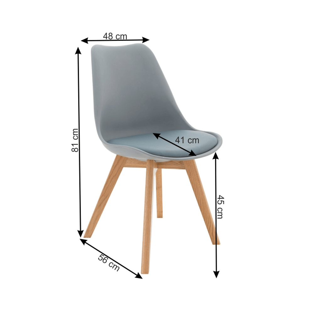 Scaun BALI 2 NEW, gri/fag, piele ecologica/plastic/lemn, 48x56x81 cm