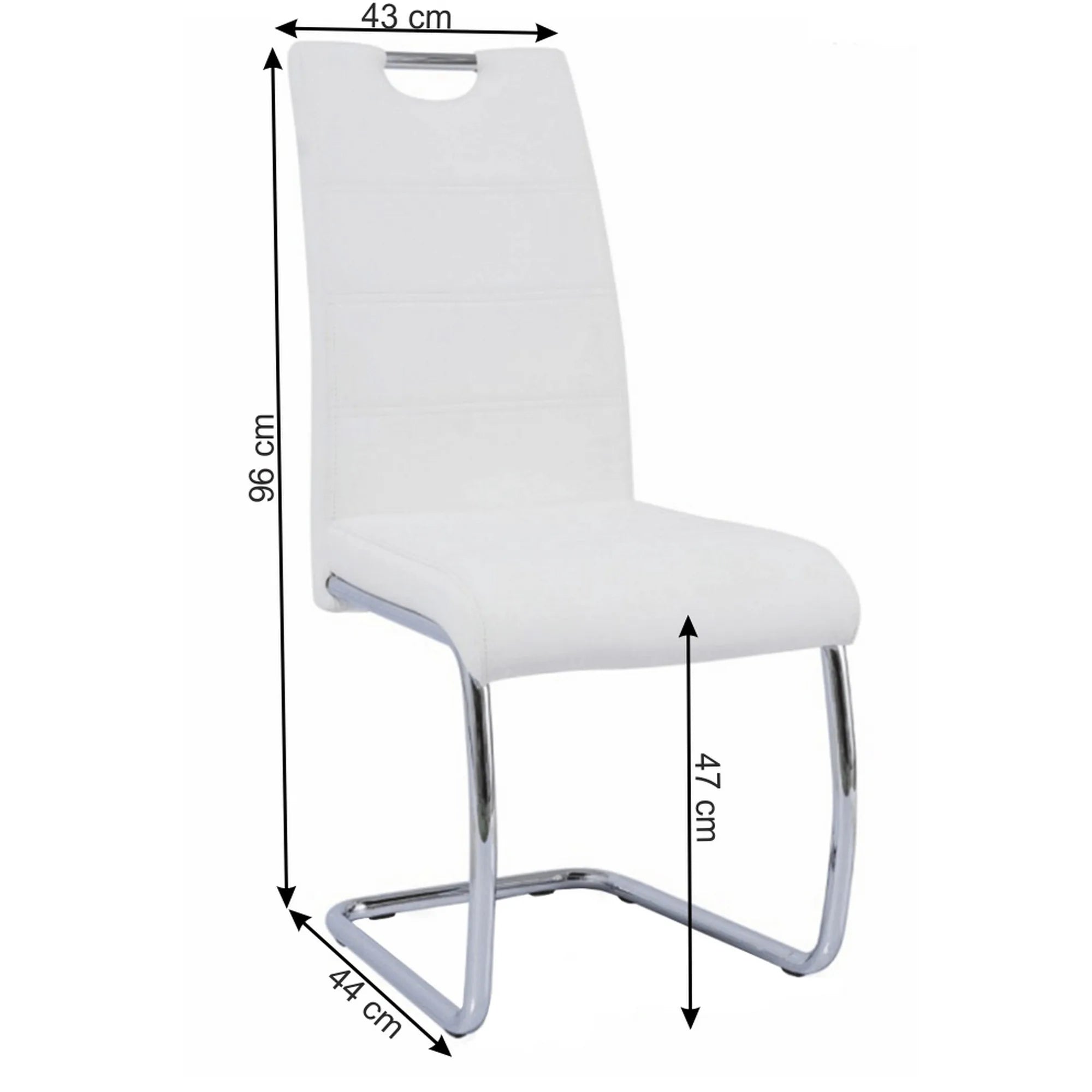 Scaun ABIRA NEW, alb/crom, piele ecologica/metal, 43x44x96 cm