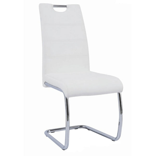 Scaun ABIRA NEW, alb/crom, piele ecologica/metal, 43x44x96 cm