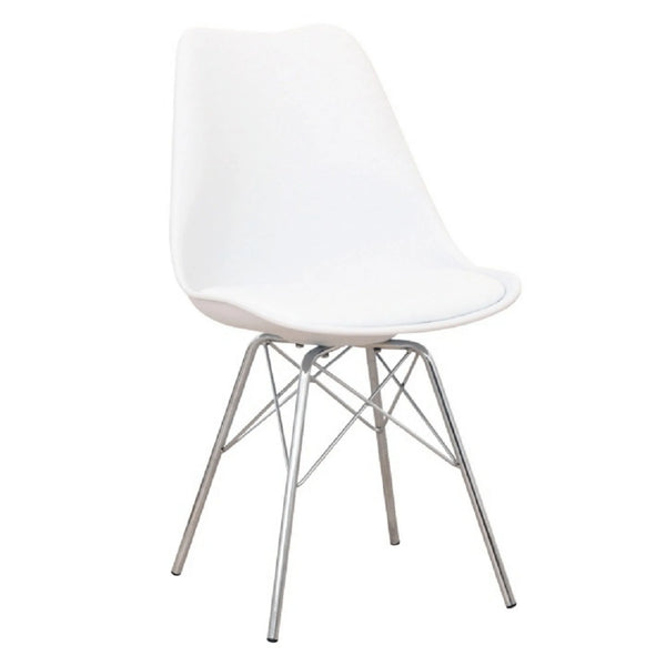 Scaun TAMORA, alb/crom, plastic/piele ecologica/metal, 48x57x83 cm