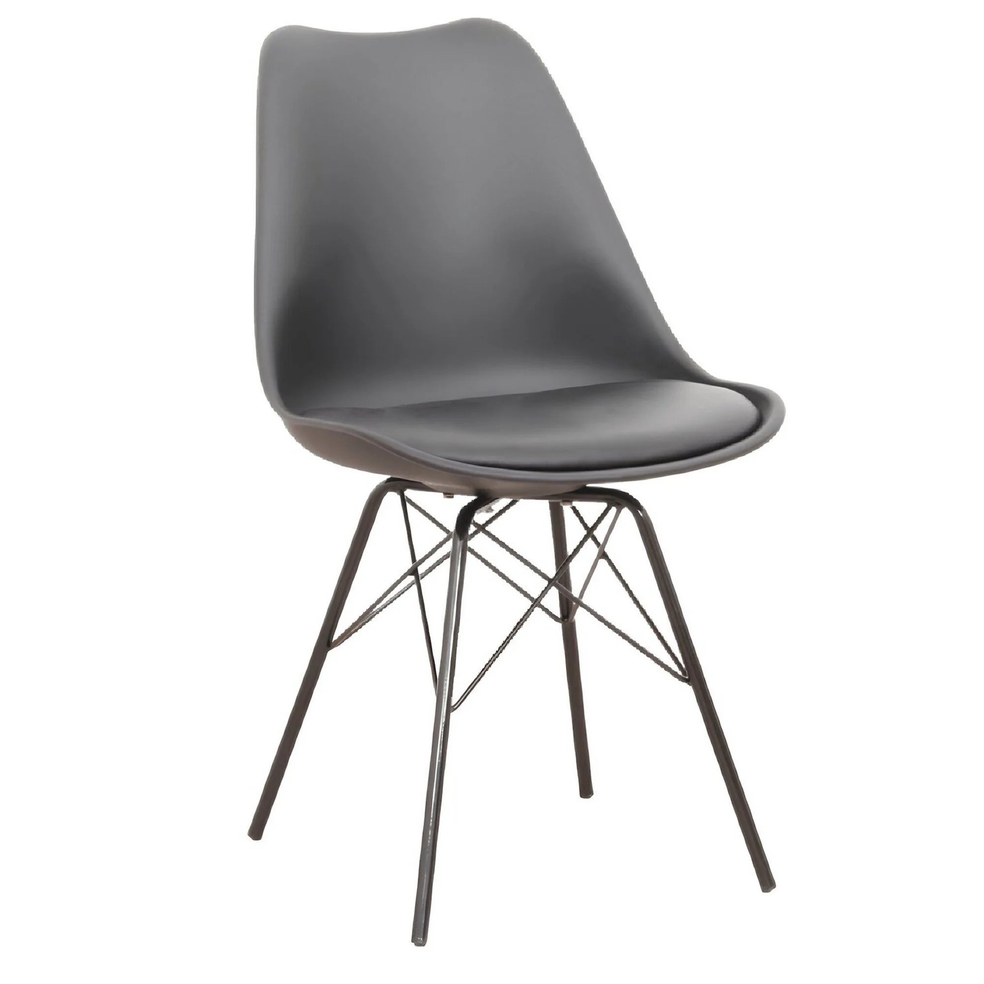 Scaun TAMORA, negru, plastic/piele ecologica, 48x57x83 cm