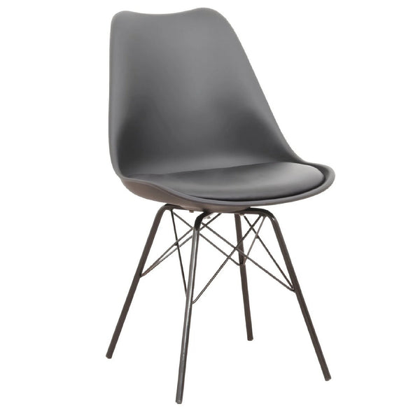 Scaun TAMORA, negru, plastic/piele ecologica, 48x57x83 cm