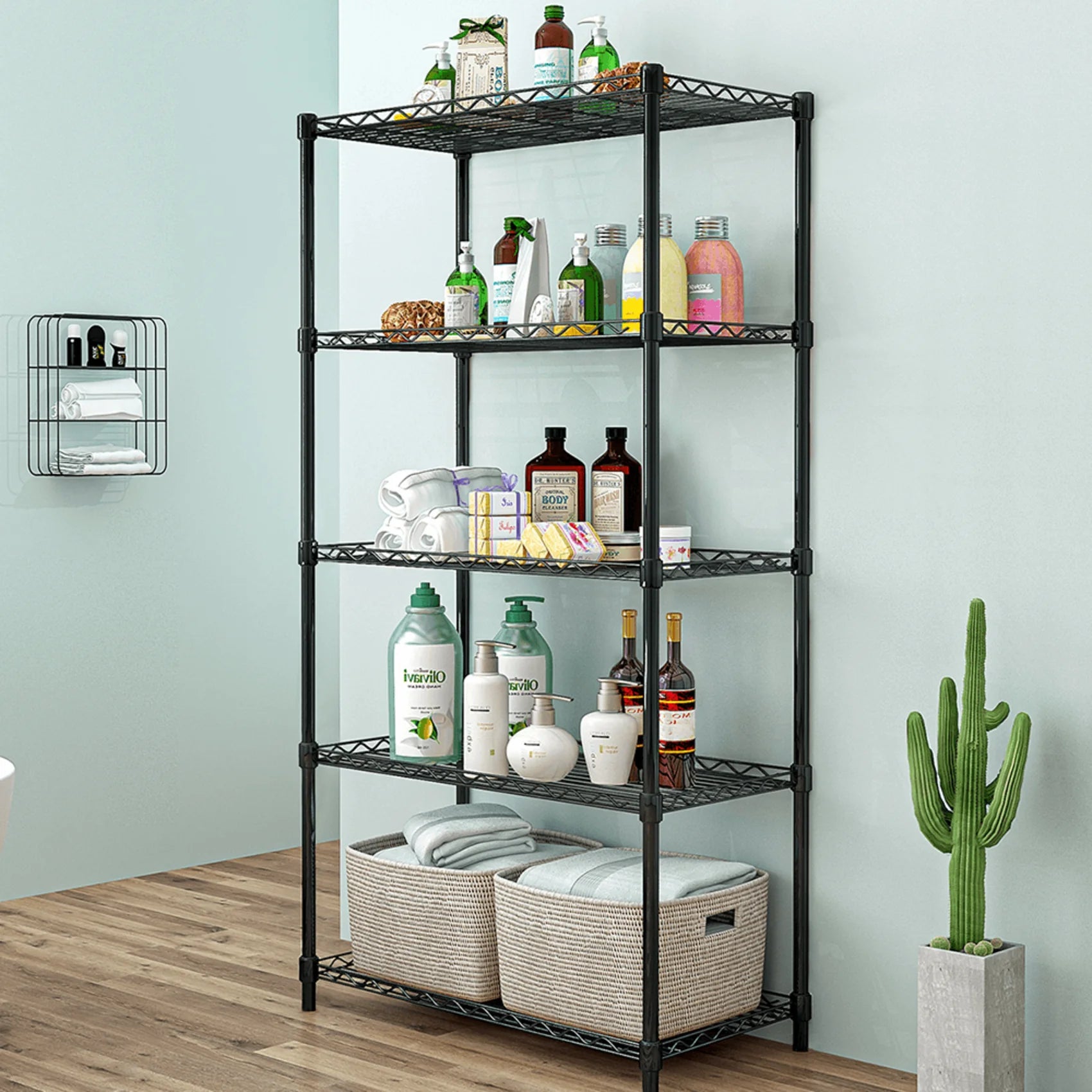 Etajera SUER TYP 2, negru, metal, 56x35x160 cm