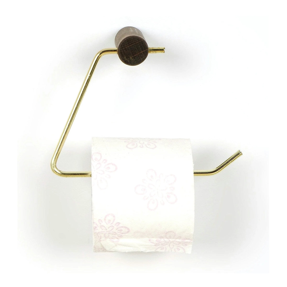 Suport baie WR079, auriu/nuc, lemn/metal, 13x8x18 cm