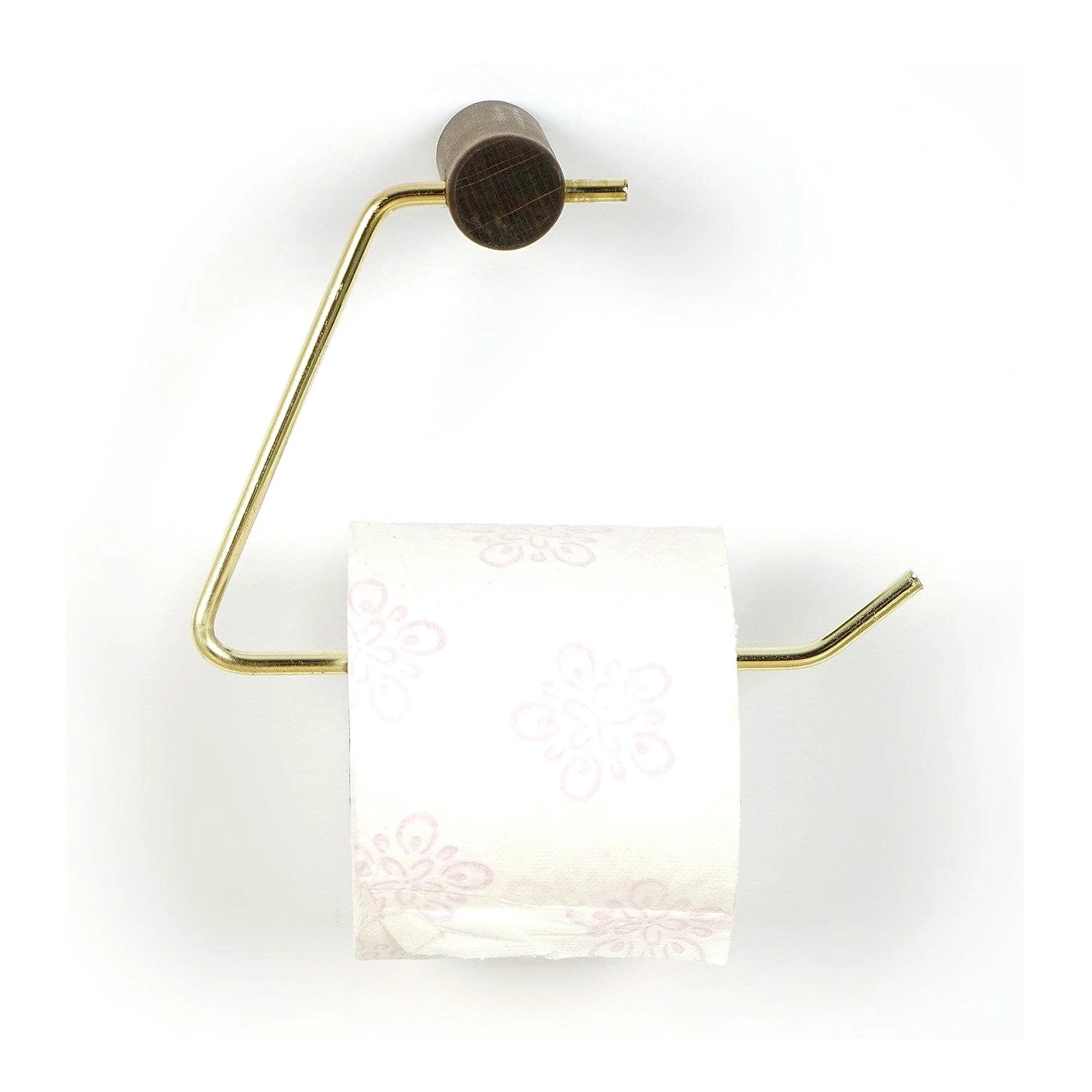 Suport baie WR079, auriu/nuc, lemn/metal, 13x8x18 cm