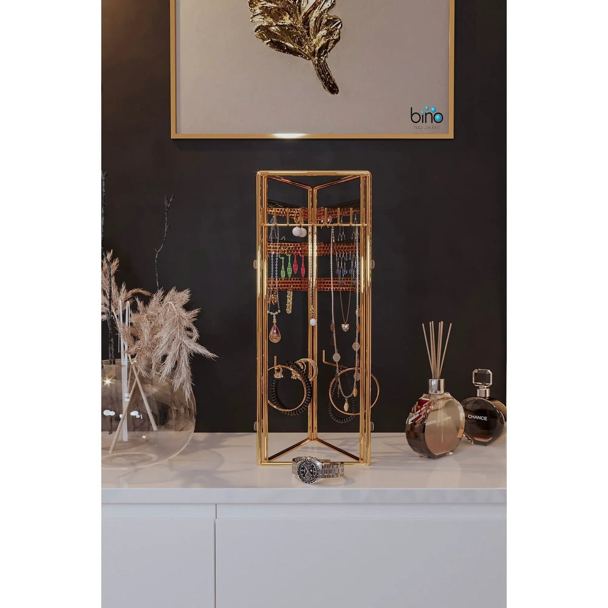 Suport bijuterii 498HFT1116, auriu, metal, 40x4x45 cm