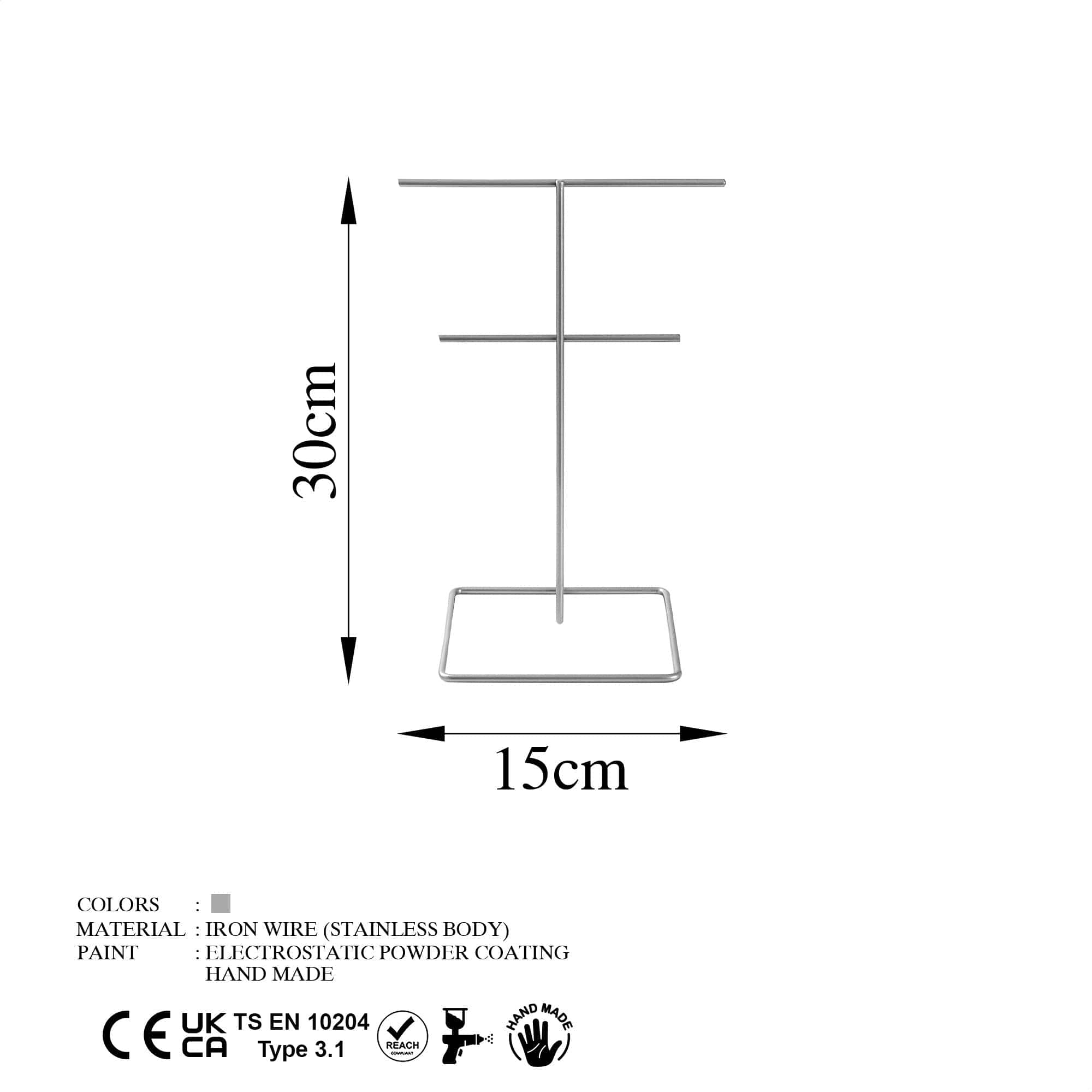 Suport bijuterii TK-004-A, crom, metal, 15x30 cm