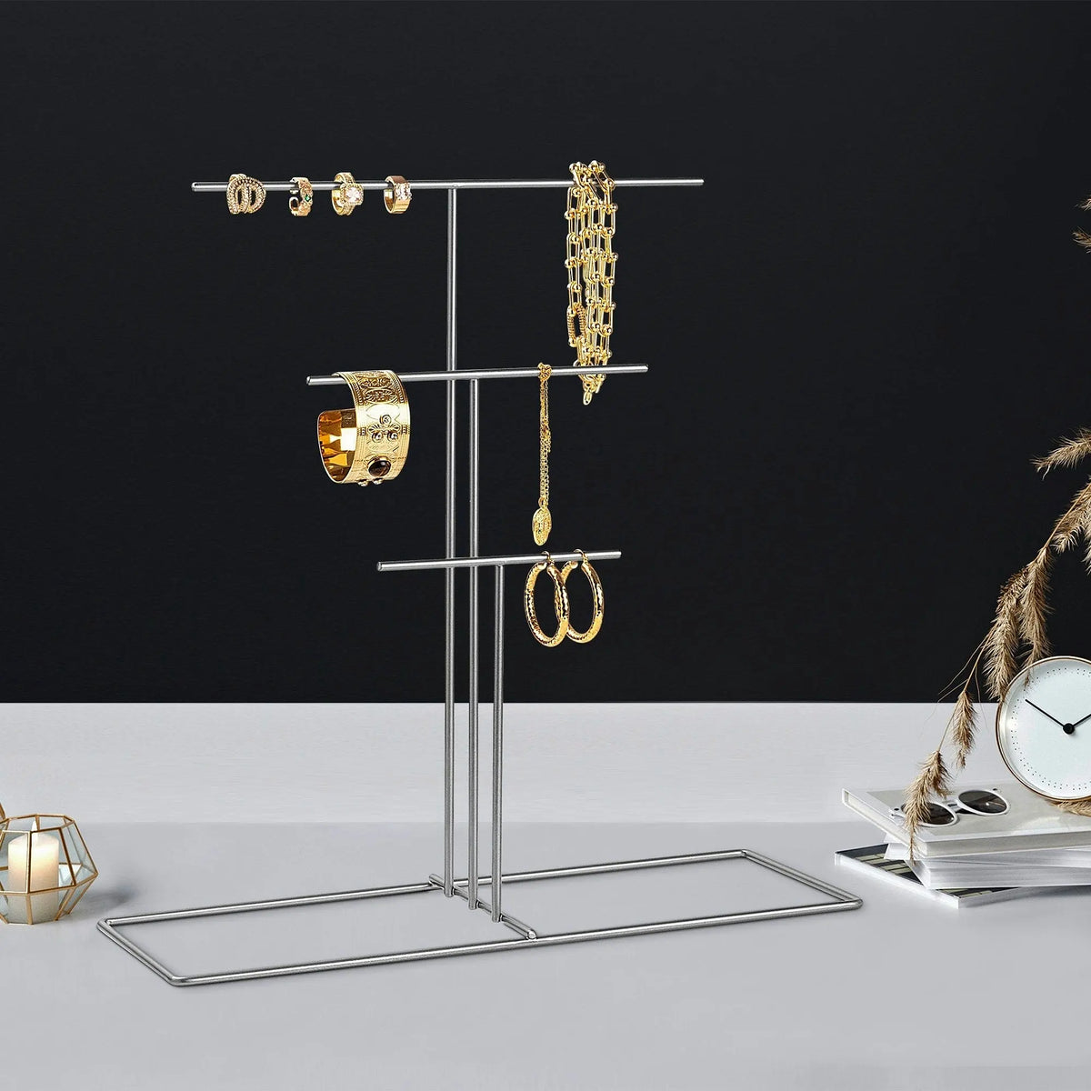 Suport bijuterii TK-006-A, crom, metal, 40x15x41 cm