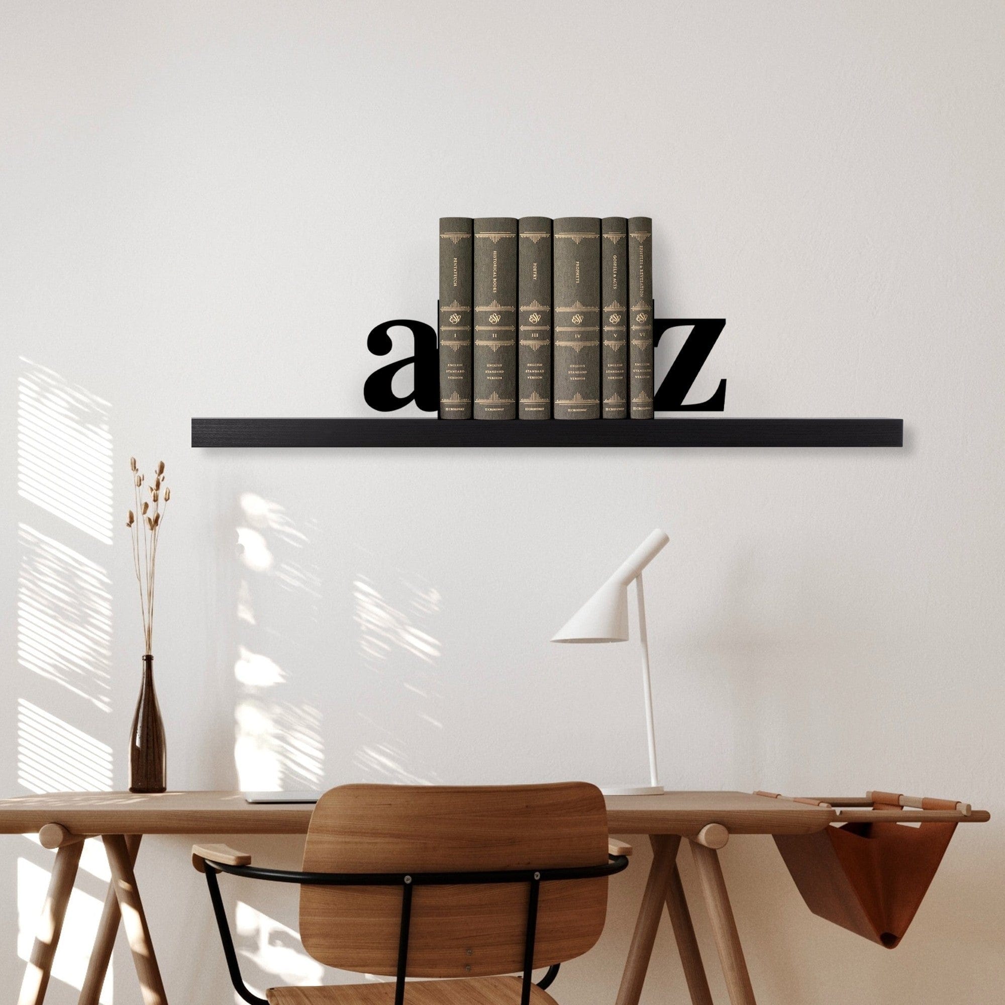 Suport carti KT-LETTER, negru, metal, 54x14x21 cm