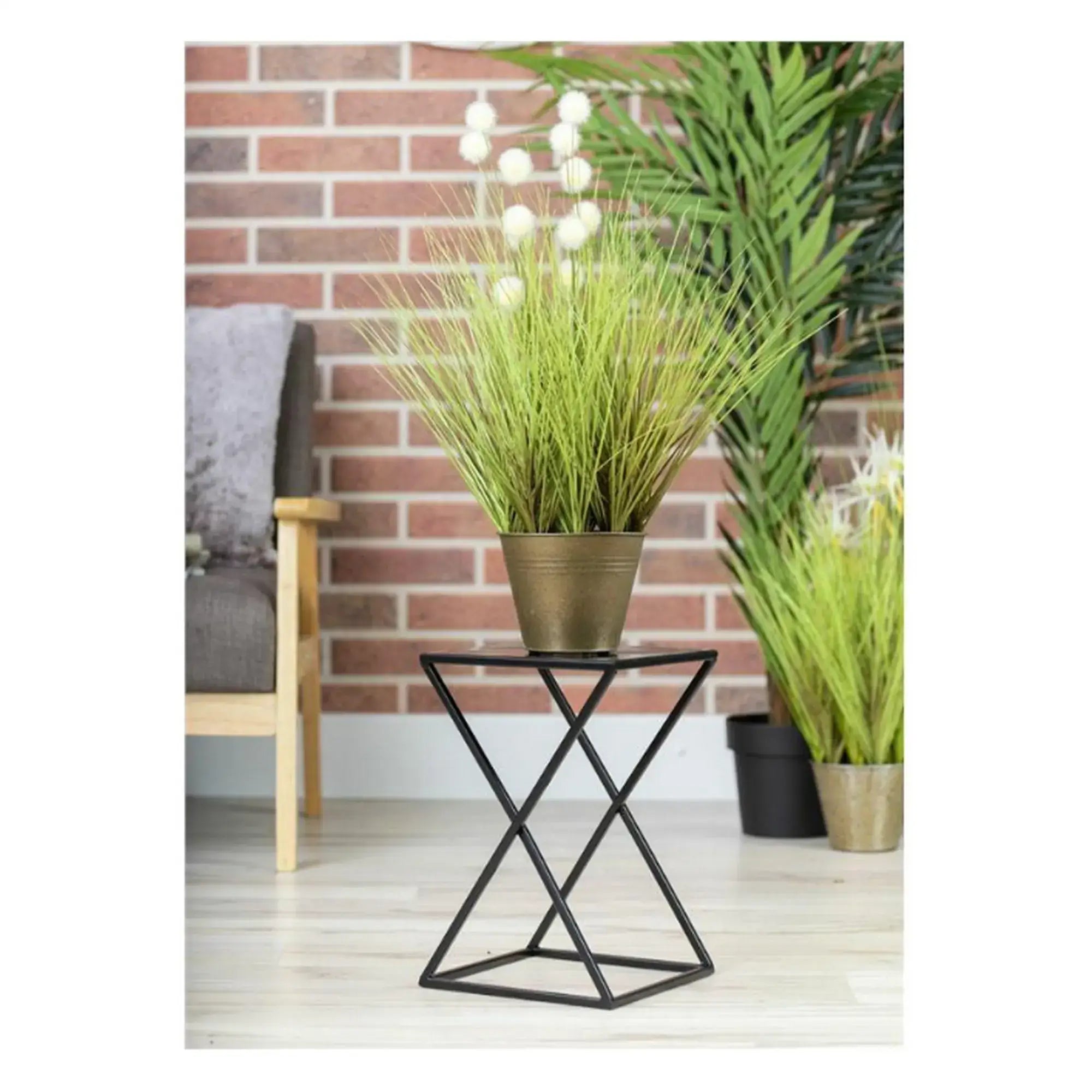 Suport flori SELMA, negru, metal, 25x25x40 cm