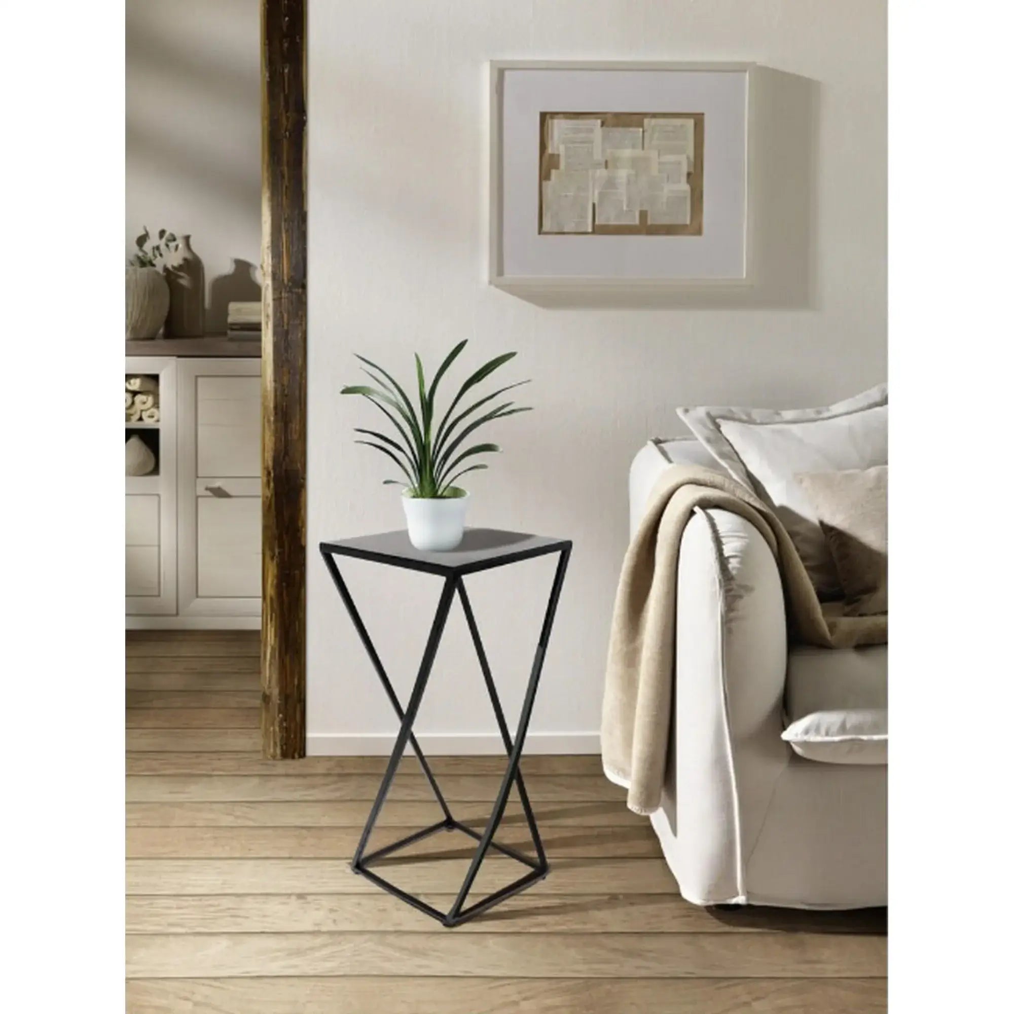 Suport flori SELMA, negru, metal, 25x25x60 cm