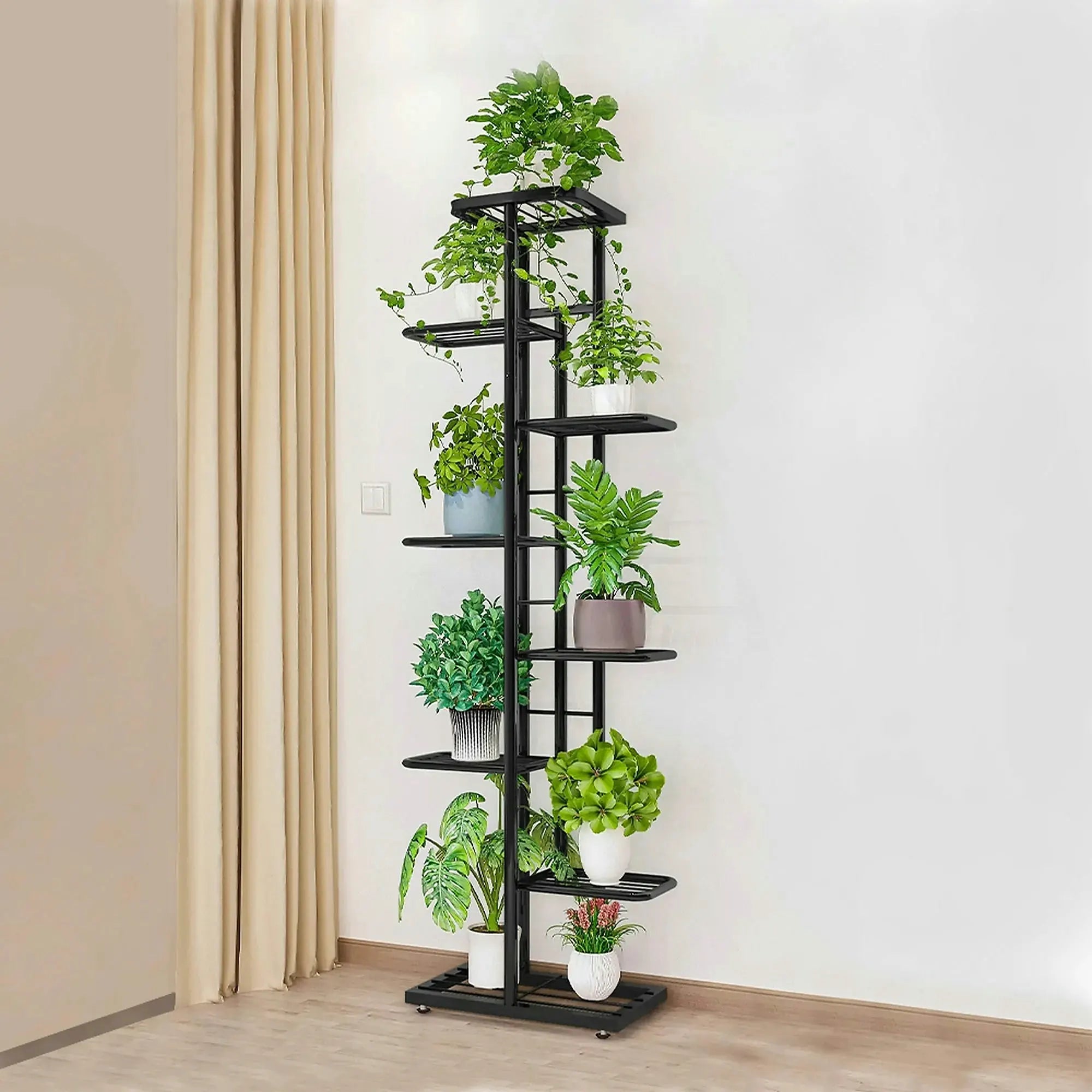 Suport ghivece flori BAMIR TIP 4, gri, metal, 44x22x141 cm