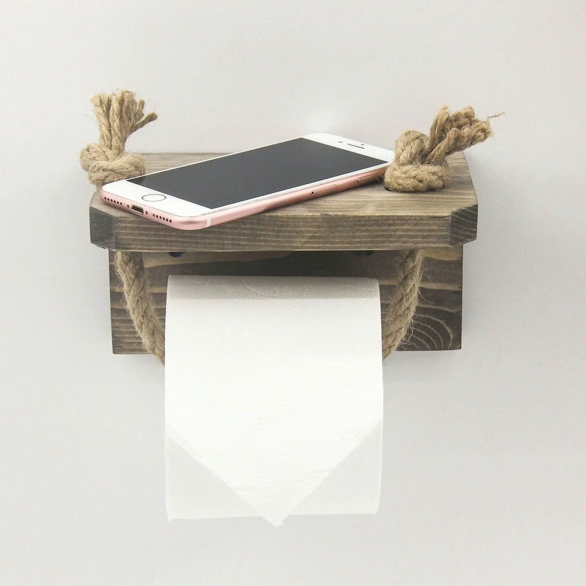 Suport hartie igienica AA126, stejar inchis/bej, lemn de molid/franghie, 17x10x10 cm