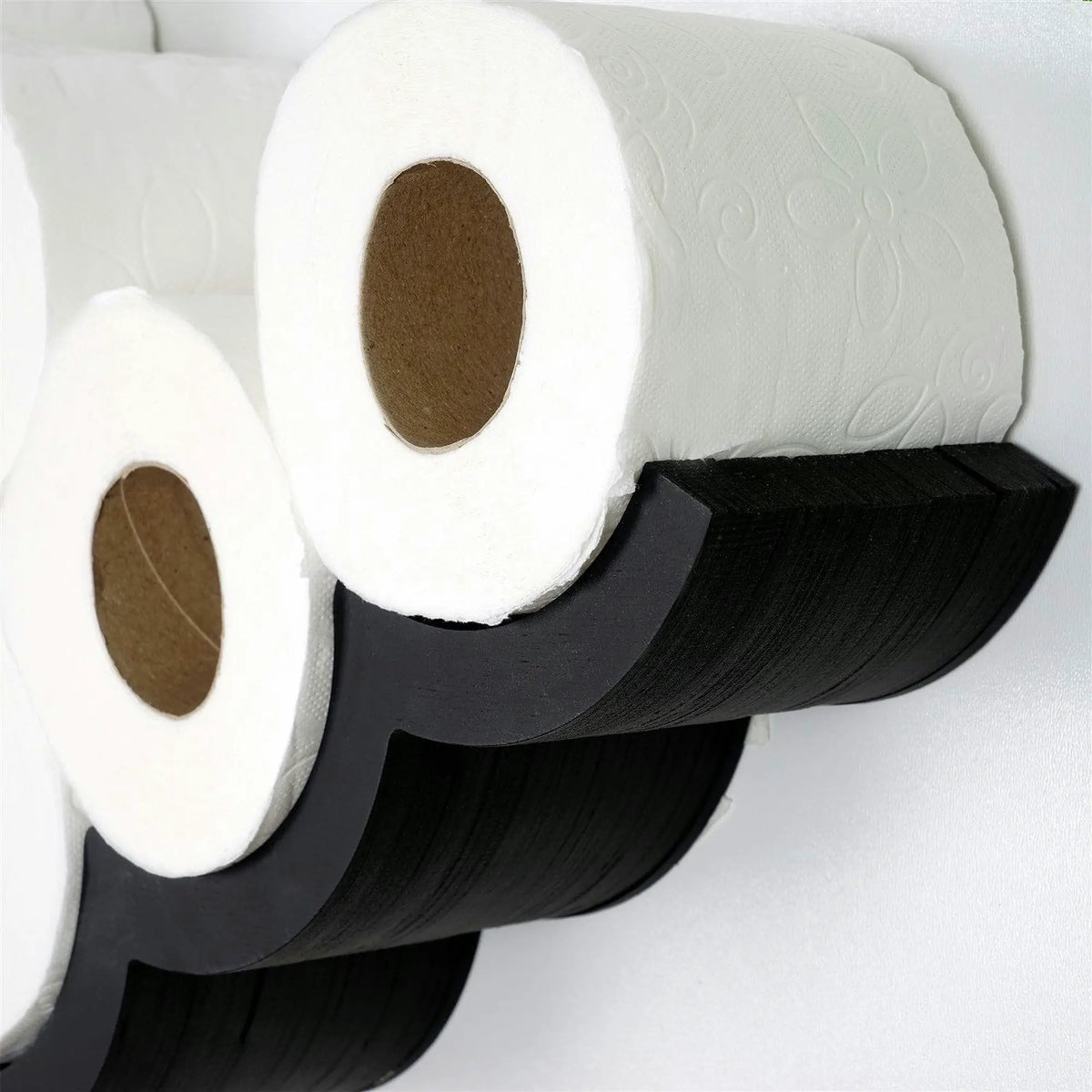 Suport hartie igienica WC018, negru, lemn, 62x16x9 cm