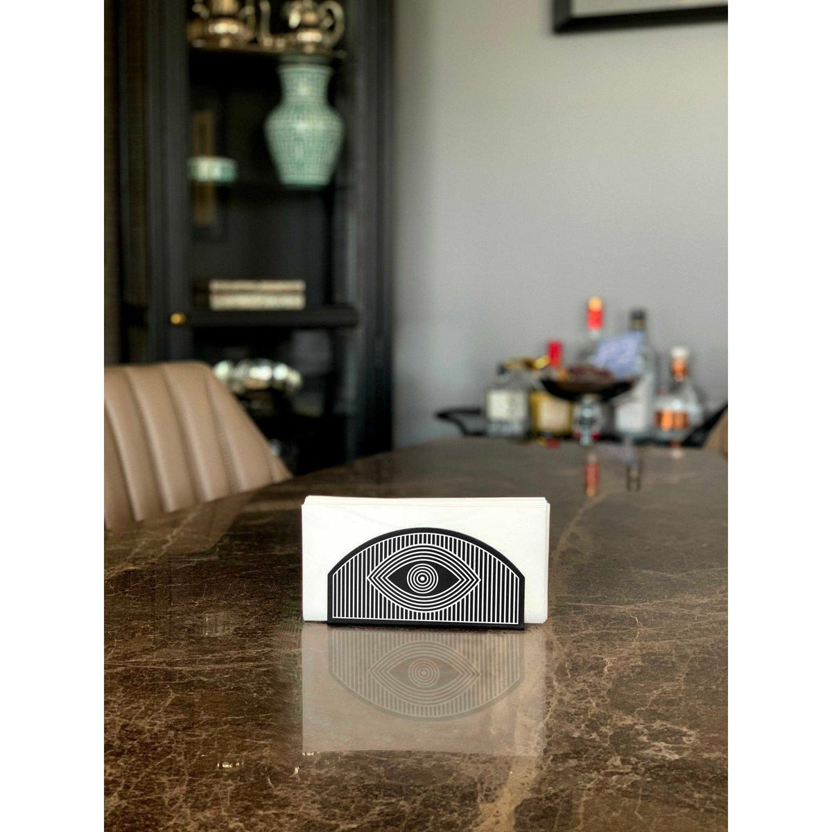 Suport servetele PCT0011, negru/alb, metal, 16x2x8 cm