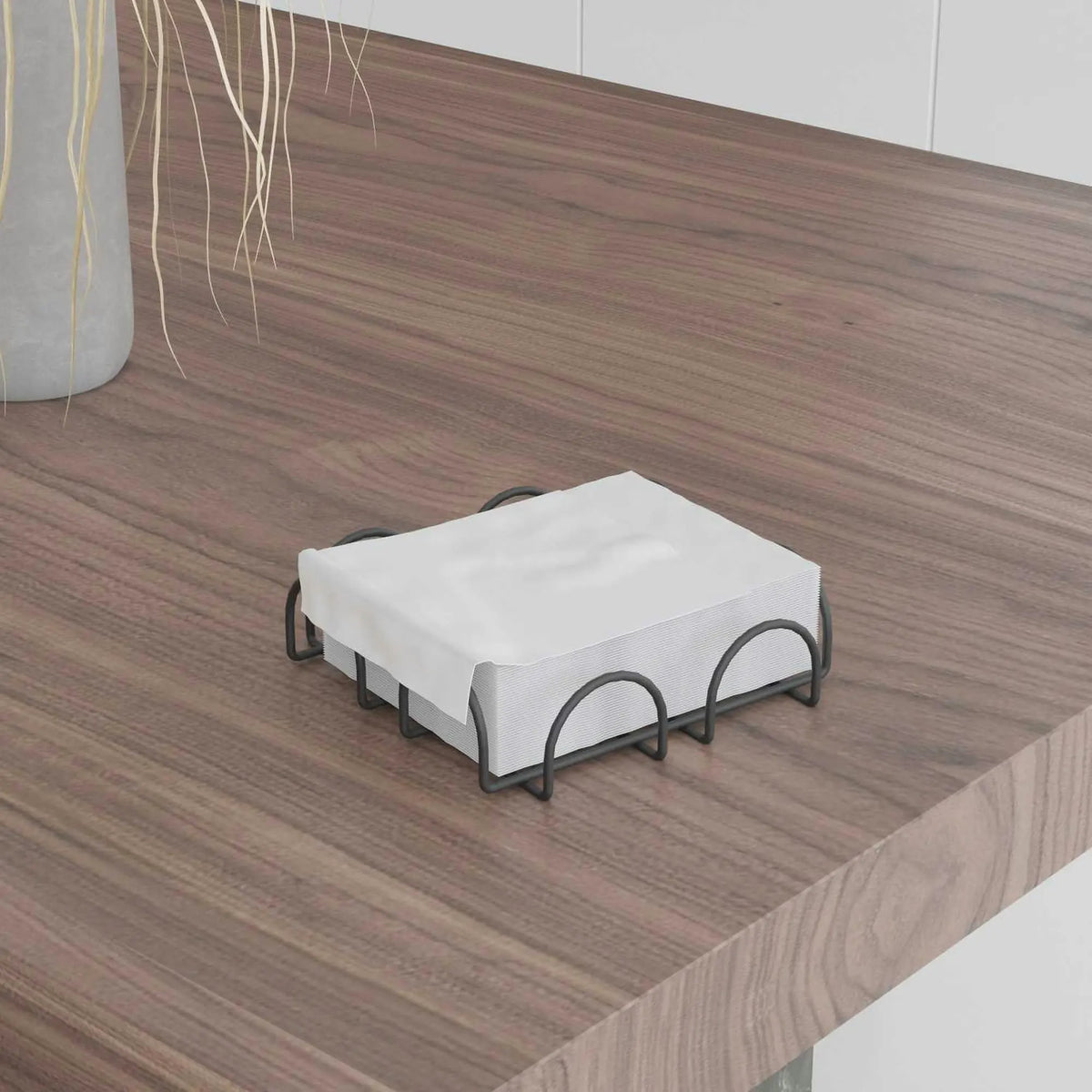 Suport servetele SM022-B, negru, metal, 18x18x2 cm