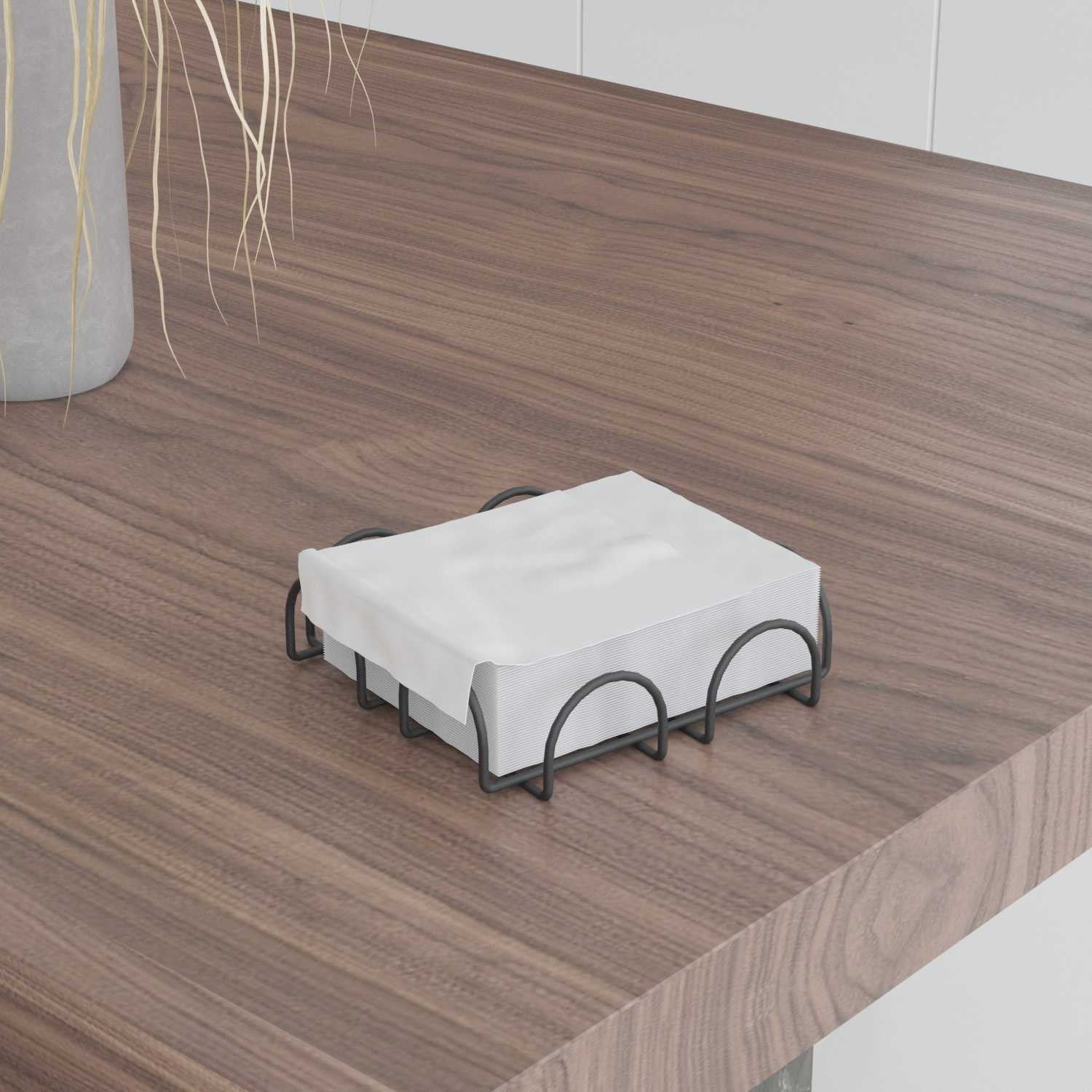 Suport servetele SM022-B, negru, metal, 18x18x2 cm