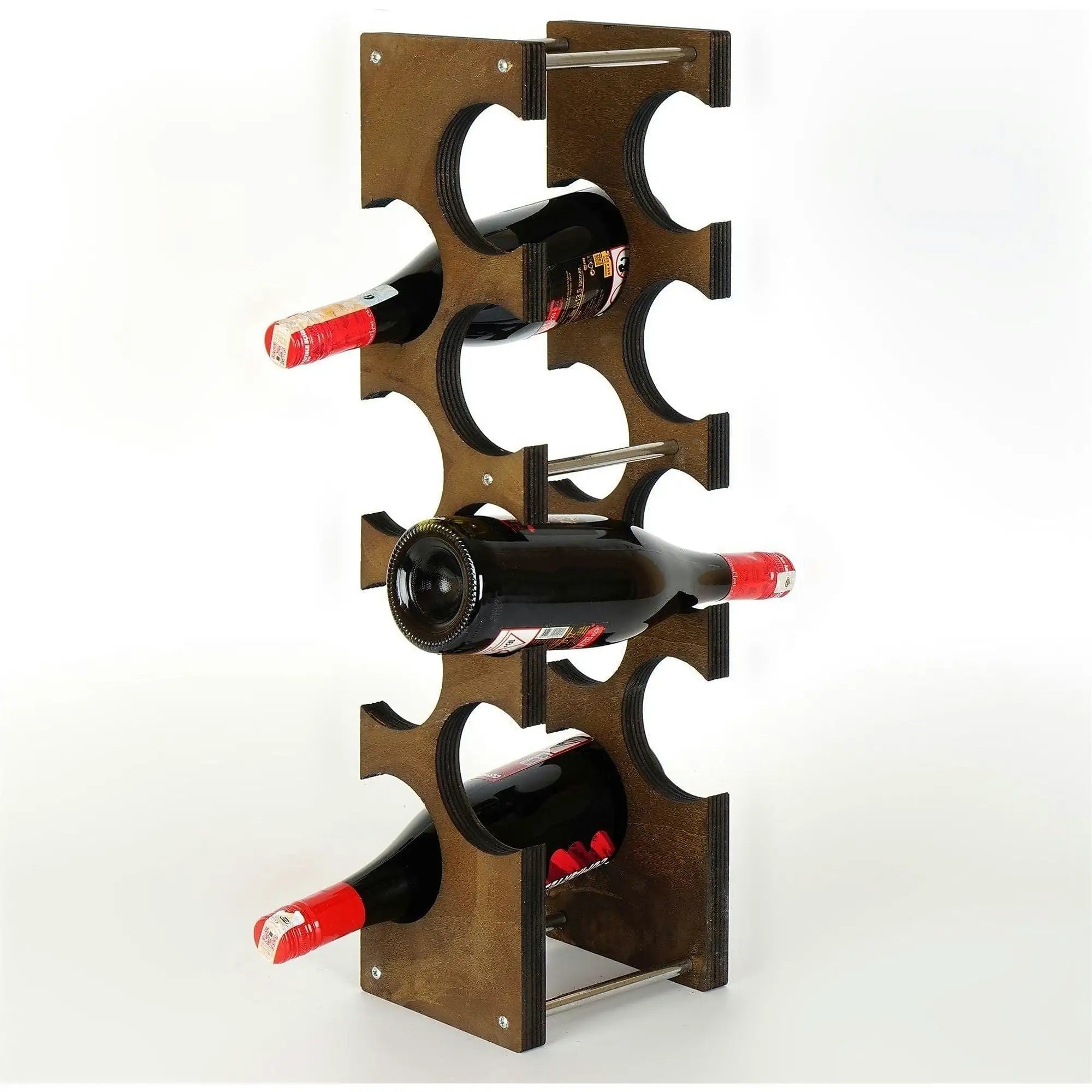 Suport sticle vin 792EVL4306, nuc/crom, PAL/metal, 14x15x60 cm