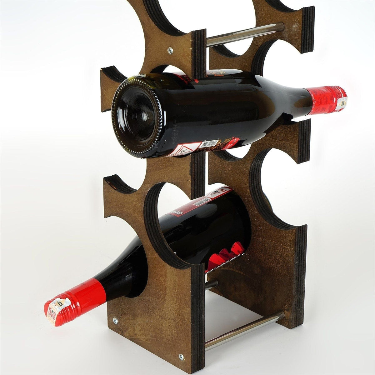 Suport sticle vin 792EVL4306, nuc/crom, PAL/metal, 14x15x60 cm