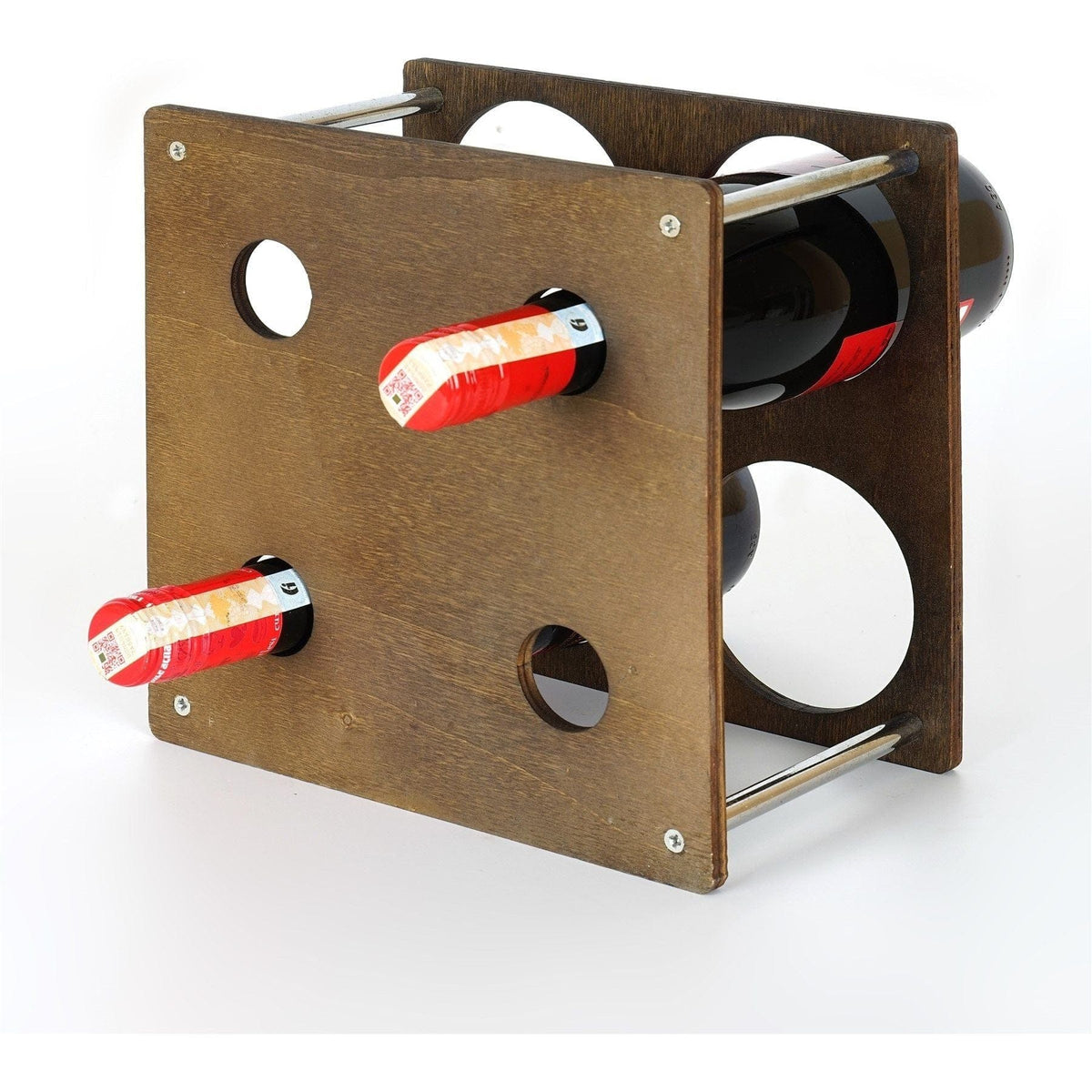 Suport sticle vin 792EVL4308, nuc/crom, PAL/metal, 23x15x23 cm