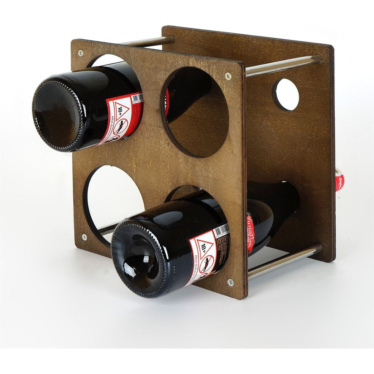 Suport sticle vin 792EVL4308, nuc/crom, PAL/metal, 23x15x23 cm