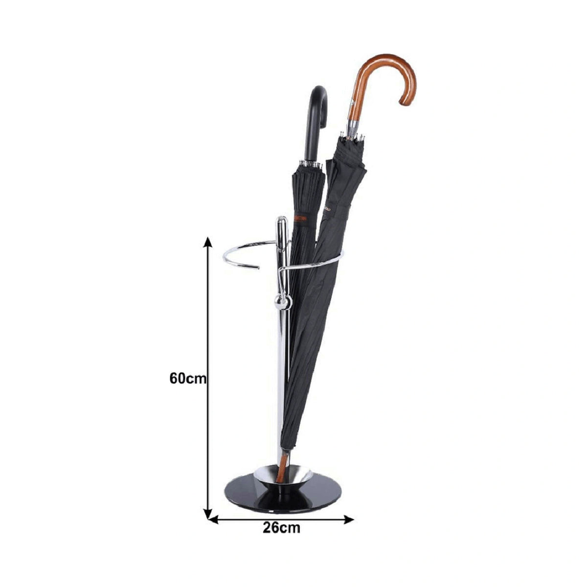Suport umbrele OLDO, negru/crom, metal/sticla 26x60 cm