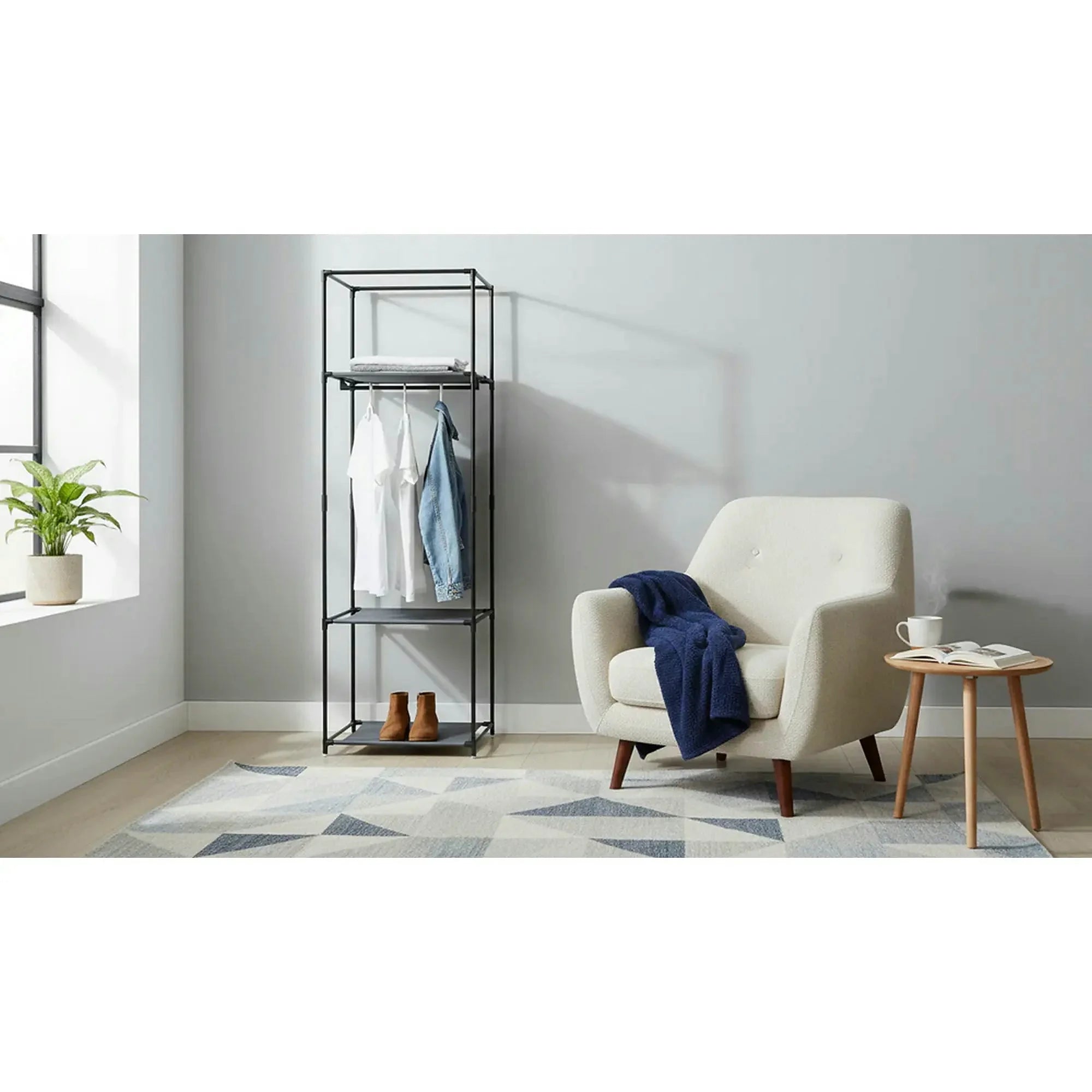 Suport umerase ALBUS, negru, metal/tesatura, 50x44x161 cm