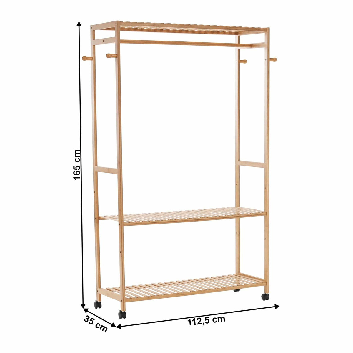 Suport umerase MELAR, stejar natural, bambus lacuit, 113x35x165 cm