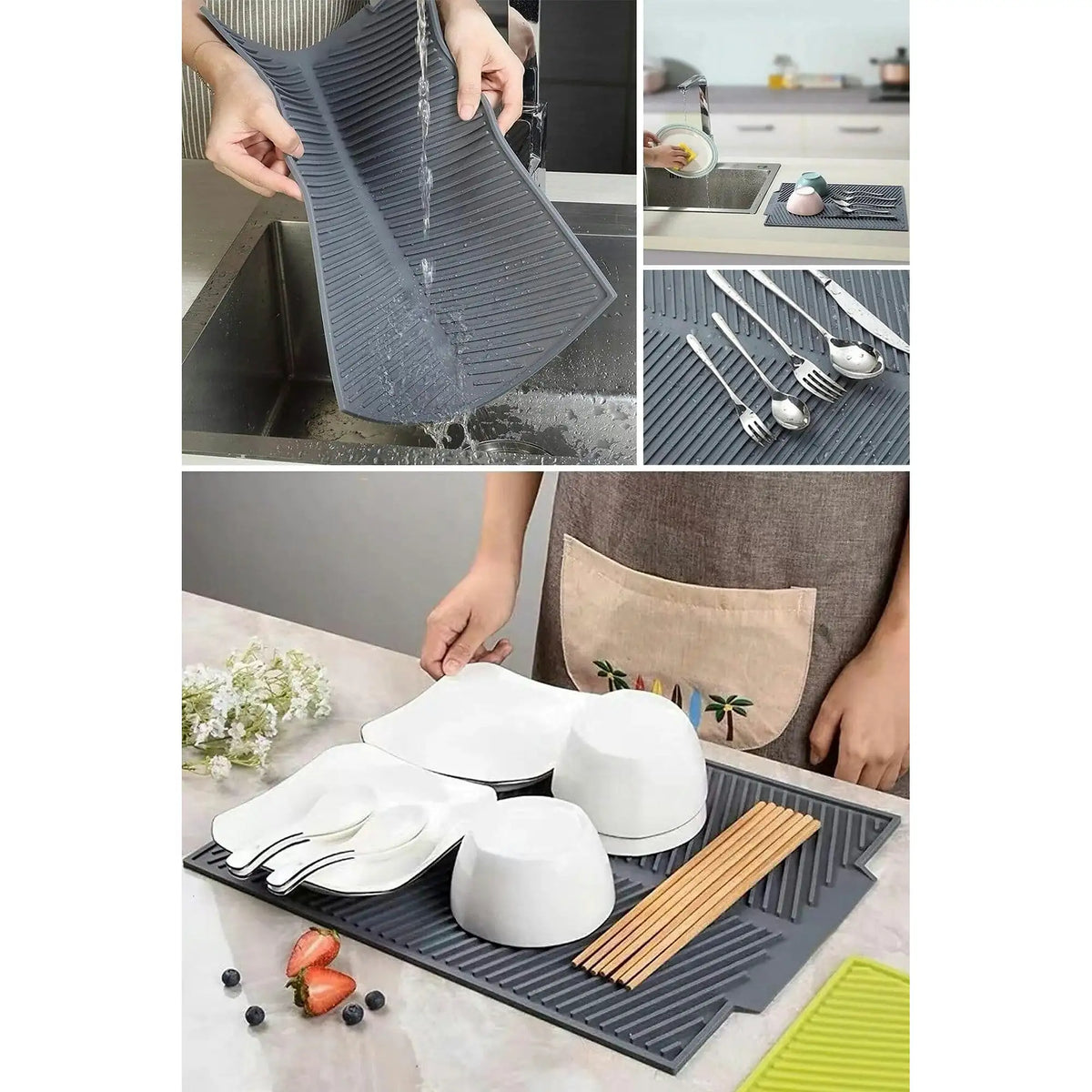Suport vase MRT-DORE-EM-2259, gri antracit, silicon, 33x45x1 cm