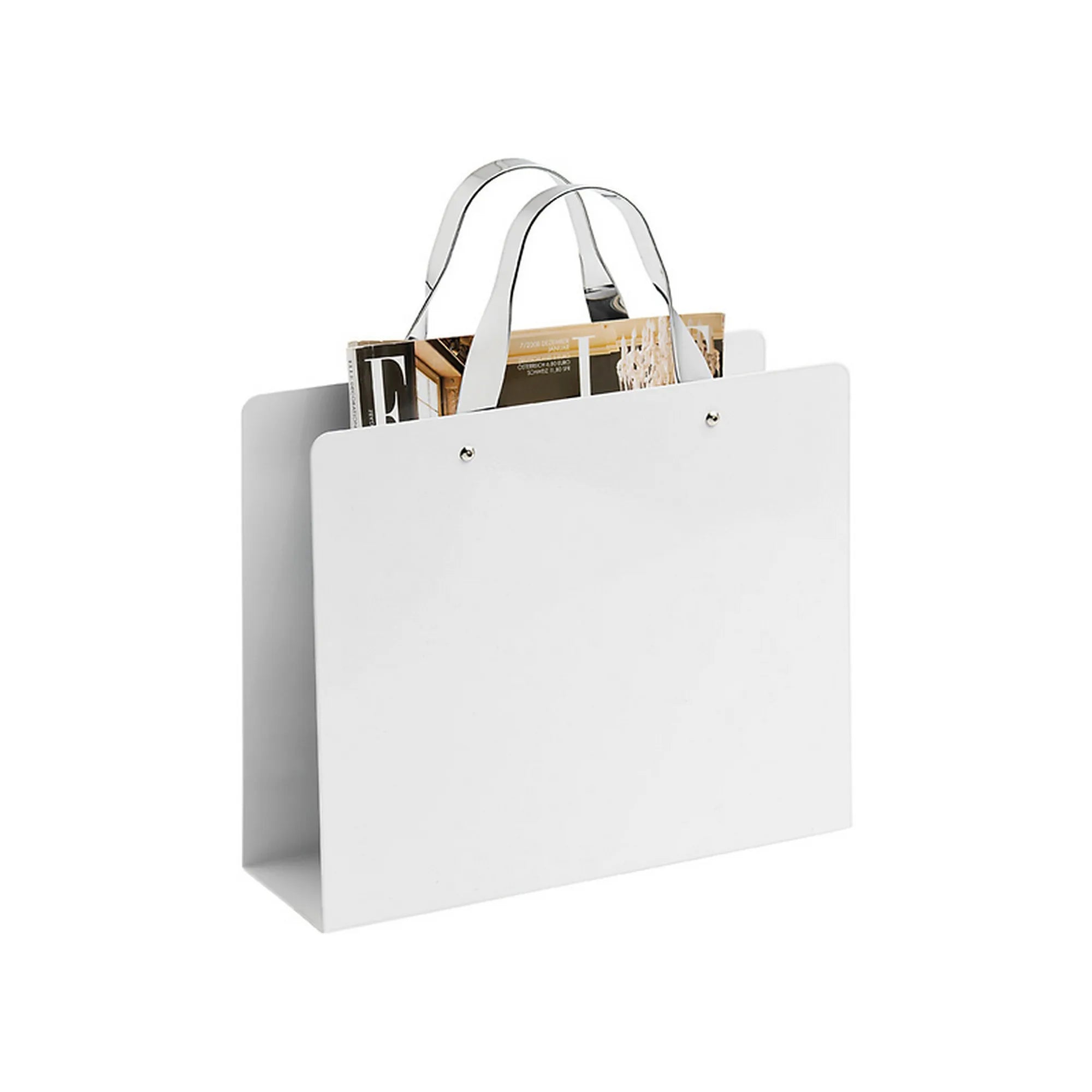 Suport ziare CLOE, alb, metal, 30x10x35 cm