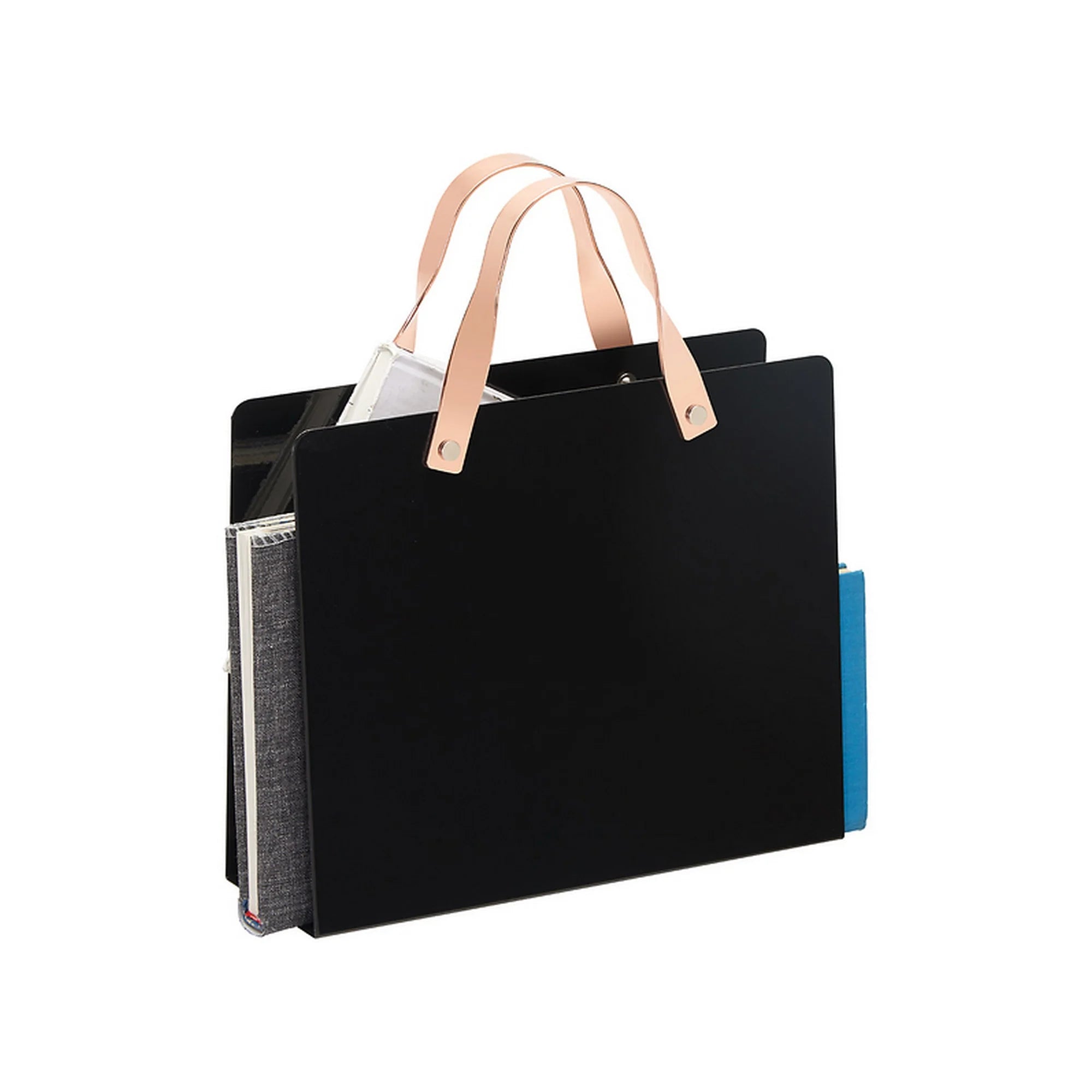 Suport ziare CLOE, negru, metal, 30x10x35 cm