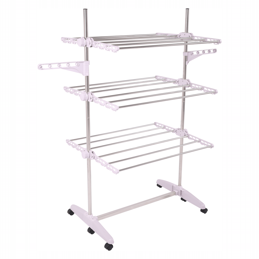Uscator haine DENAL, alb/crom, metal/plastic, 88x66x147 cm
