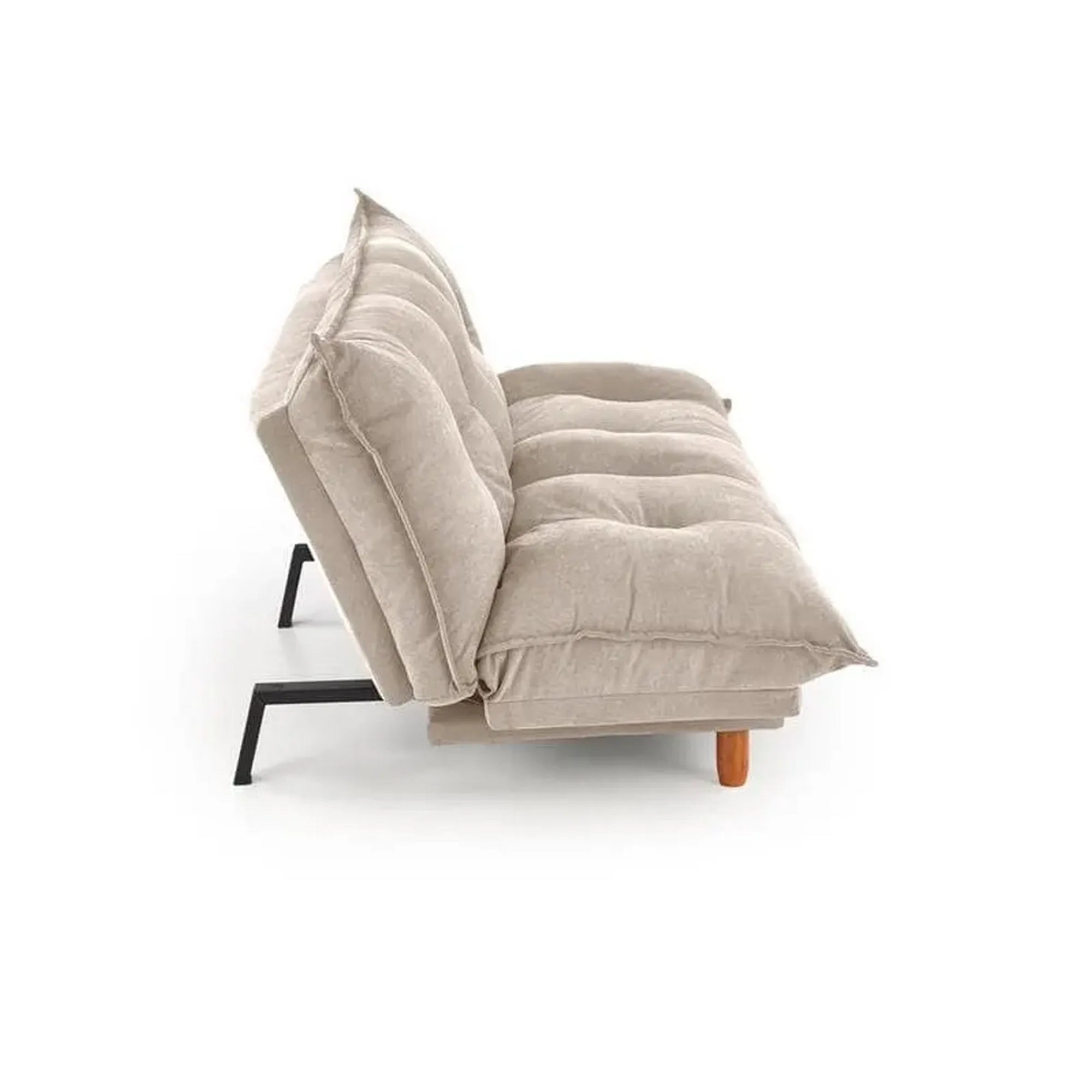 Canapea extensibila PILLOW, bej, stofa/lemn, 190x100x85 cm