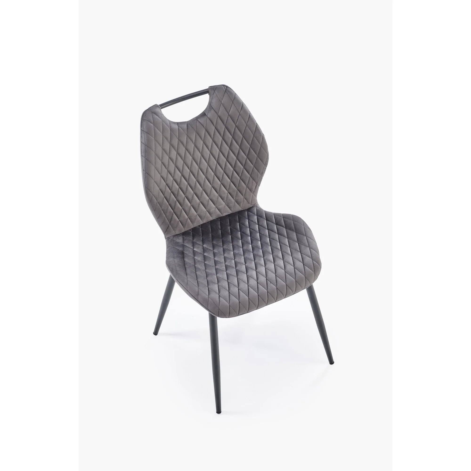 Scaun K569, gri - HLR 21, stofa catifelata/otel, 47x54x84 cm