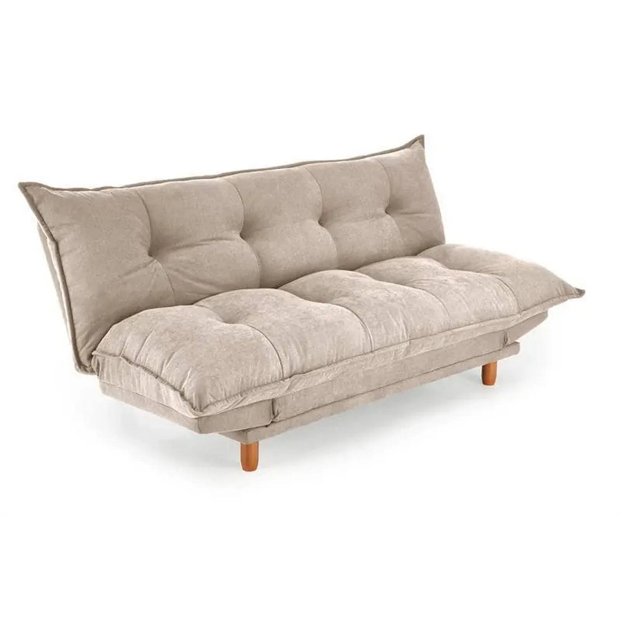Canapea extensibila PILLOW, bej, stofa/lemn, 190x100x85 cm