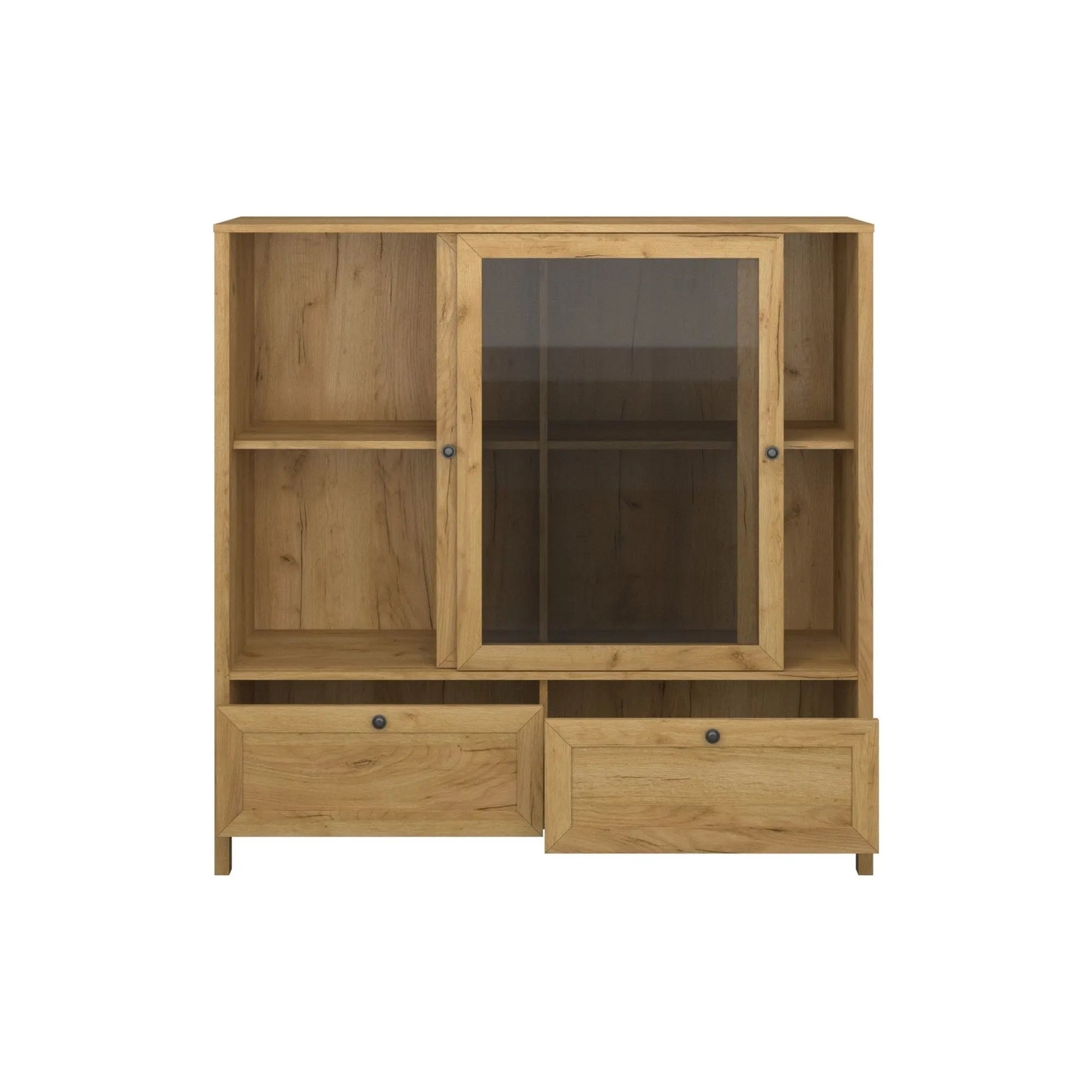 Vitrina KLARK, stejar auriu, PAL laminat, 133x42x134 cm