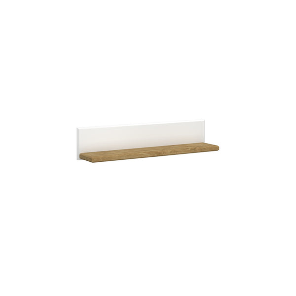 Polita RIVA, alb/stejar, PAL laminat, 120x23.6x25 cm