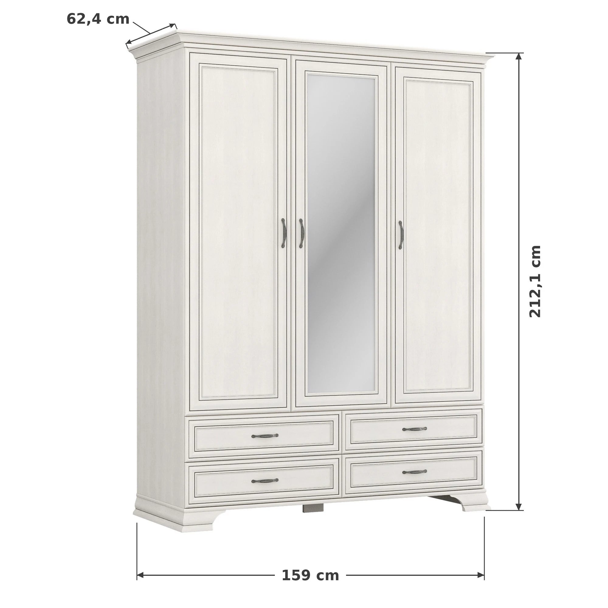 Mobilier dormitor clasic TIFFANY II, crem, PAL laminat, 5 piese
