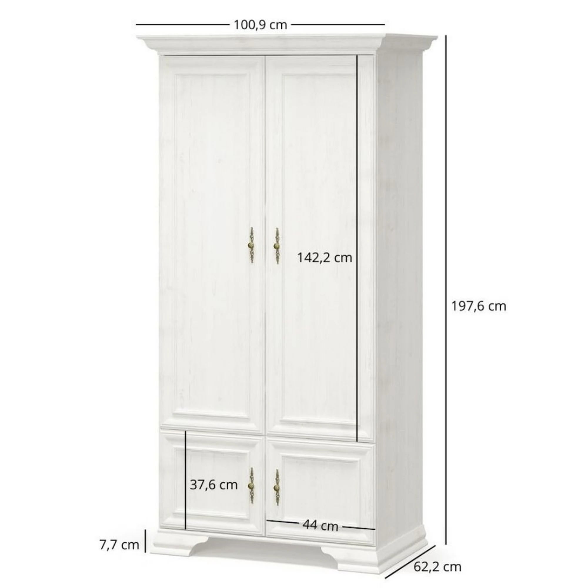 Dulap pin alb anderson IRYS, PAL laminat, cu 4 usi, 101x62x198 cm