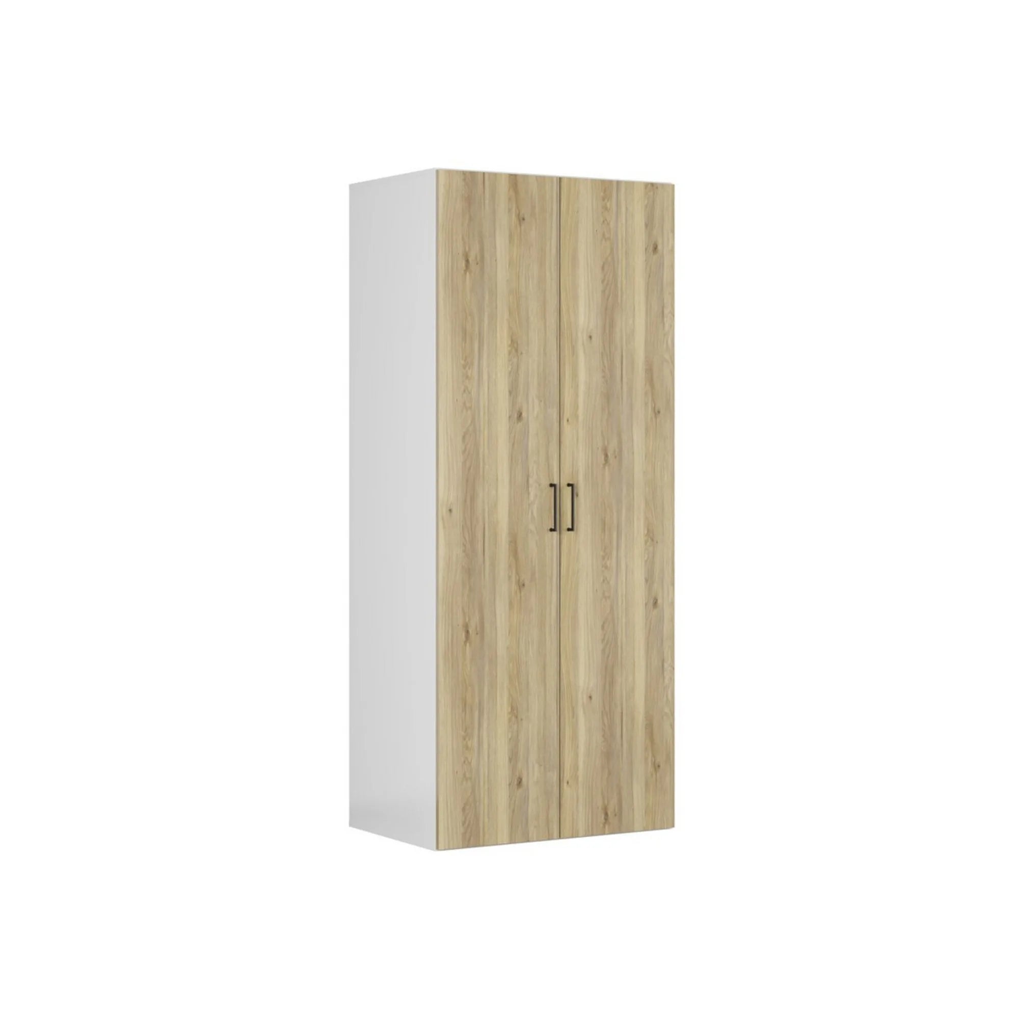 Dulap FLEX, alb/stejar PAL, cu 2 usi, 100x66x240 cm