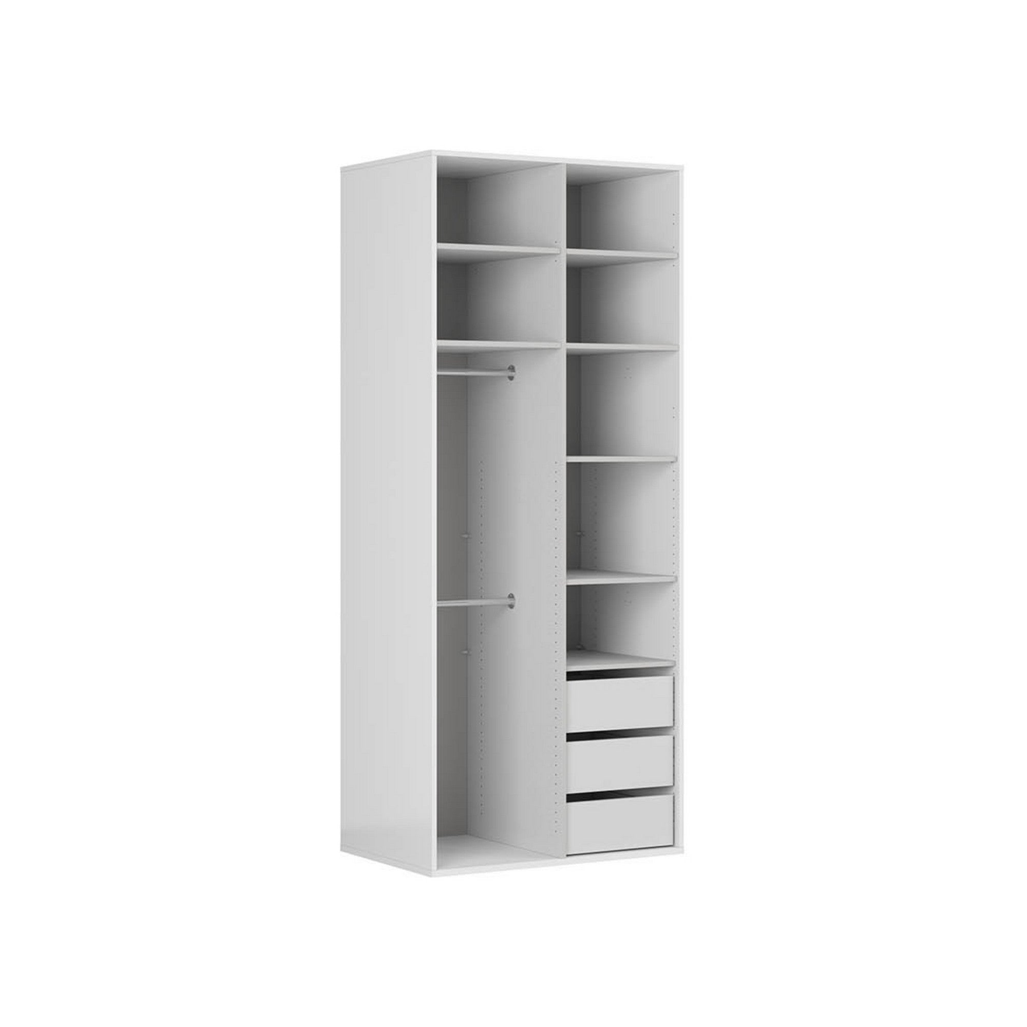 Dulap FLEX, alb/gri grafit, PAL, cu 2 usi, 100x66x240 cm
