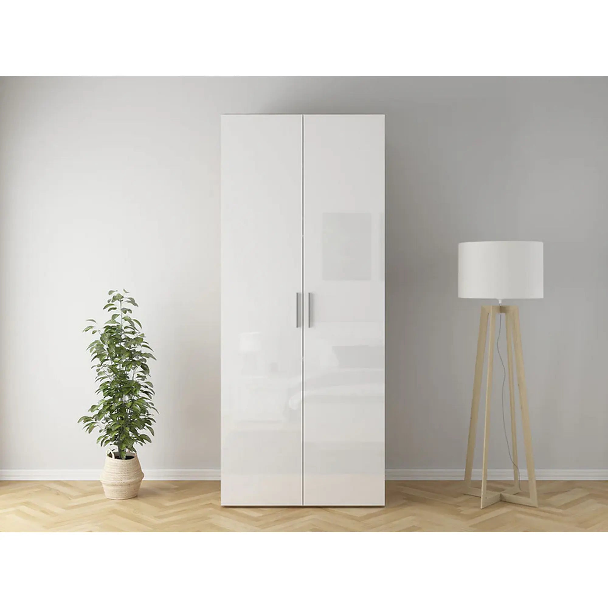 Dulap FLEX, stejar sonoma/alb lucios, PAL, cu 2 usi, 100x66x240 cm