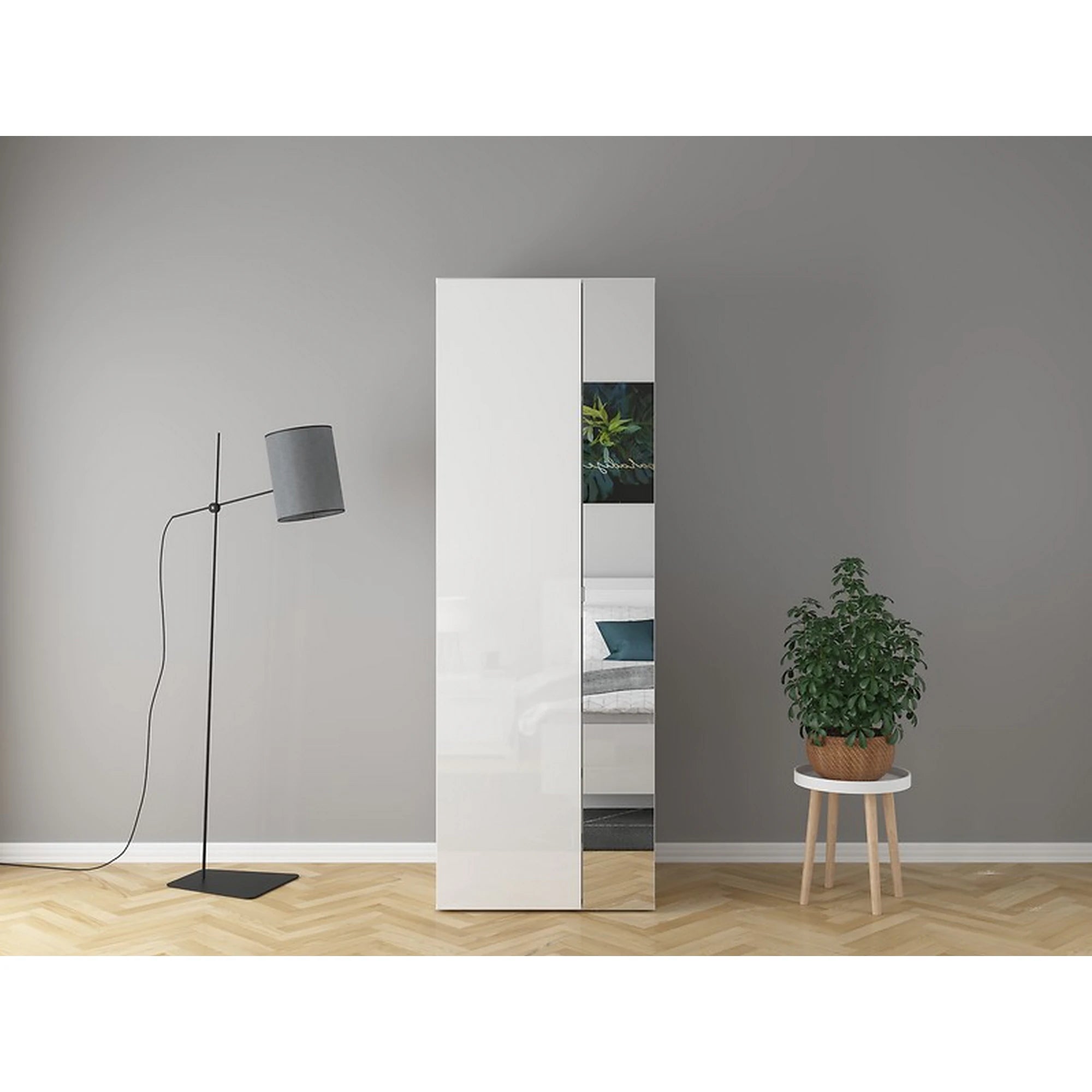 Dulap FLEX, alb lucios, PAL, cu 2 usi, 75x66x218 cm