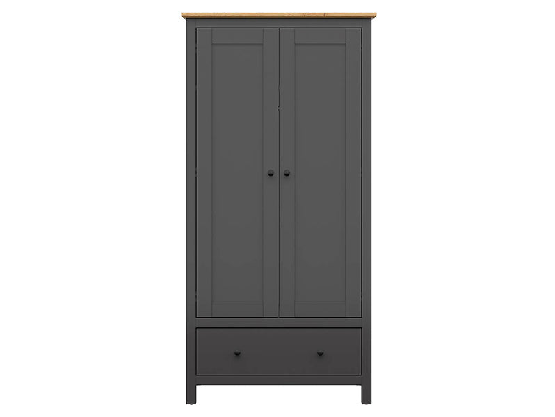 Dulap HESEN, gri grafit/stejar artisan, PAL melaminat, cu 2 usi si un sertar, 101x57x203 cm
