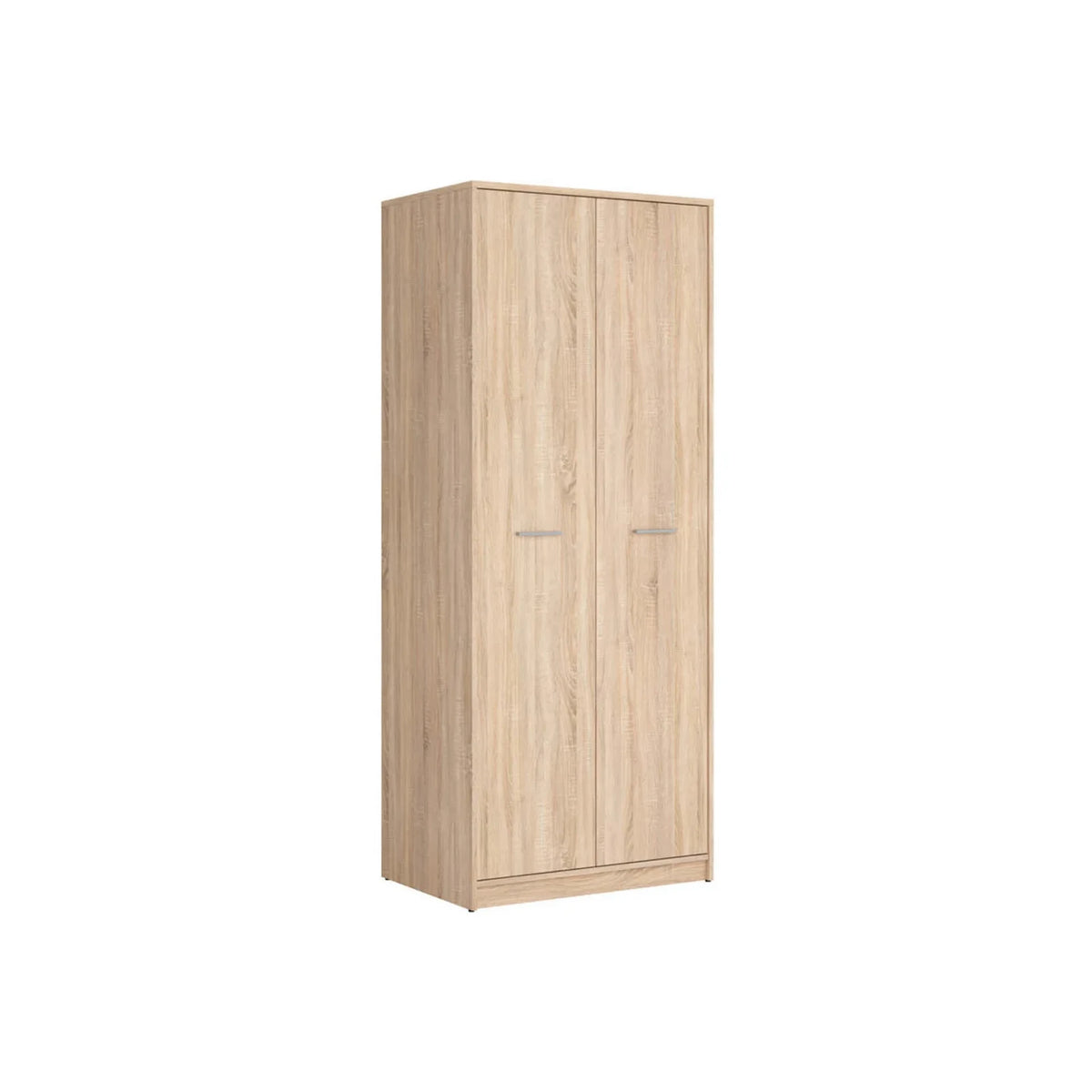 Set dormitor NEPO PLUS, stejar sonoma, pat 140x200, dulap cu 2 usi, 2 comode si noptiera