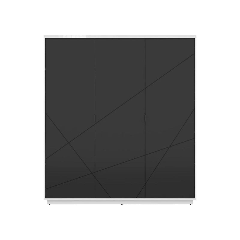 Dulap FORN, alb lucios/negru mat, PAL, 180x56.5x200.5 cm