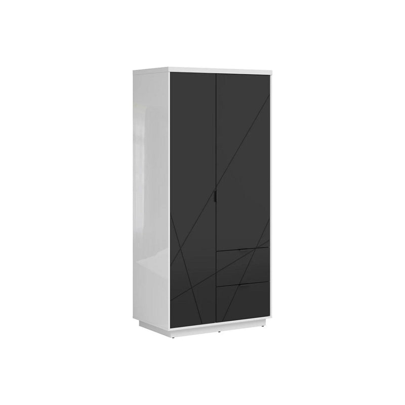 Dulap FORN, alb lucios/negru mat, PAL, 94x56.5x200.5 cm